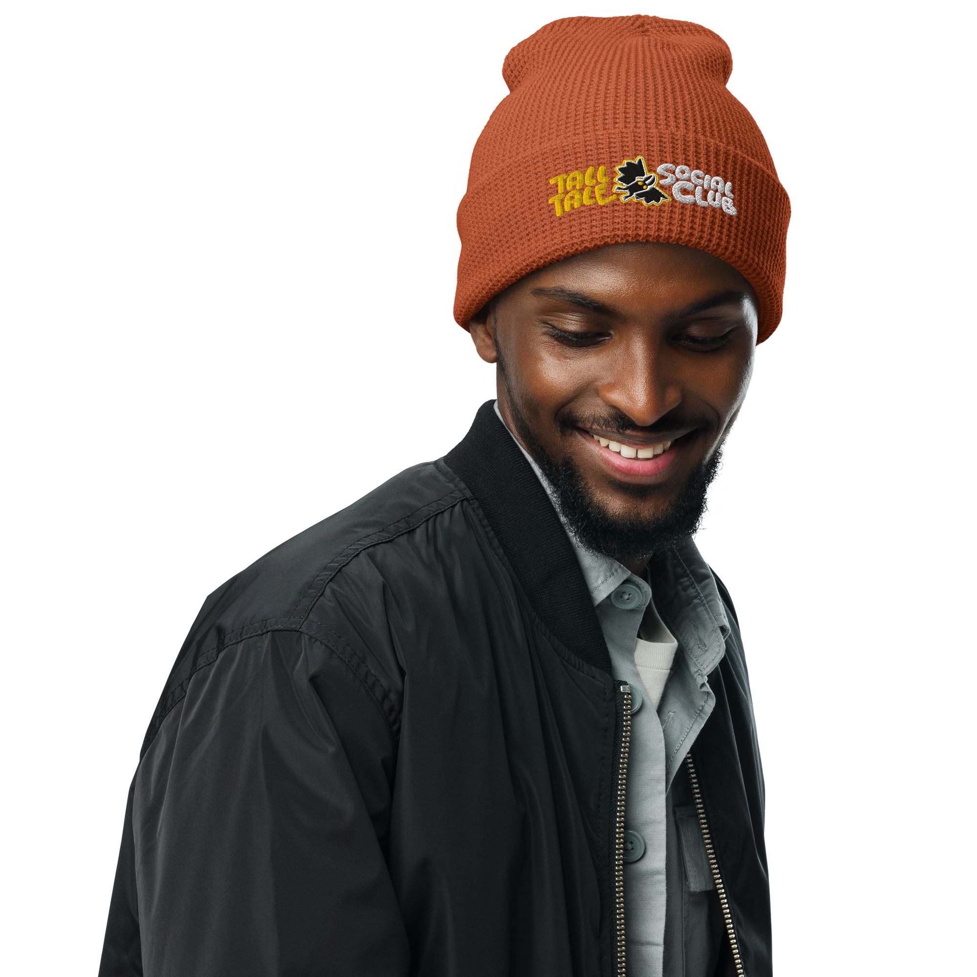 tall tale social club waffle knit beanie rust orange