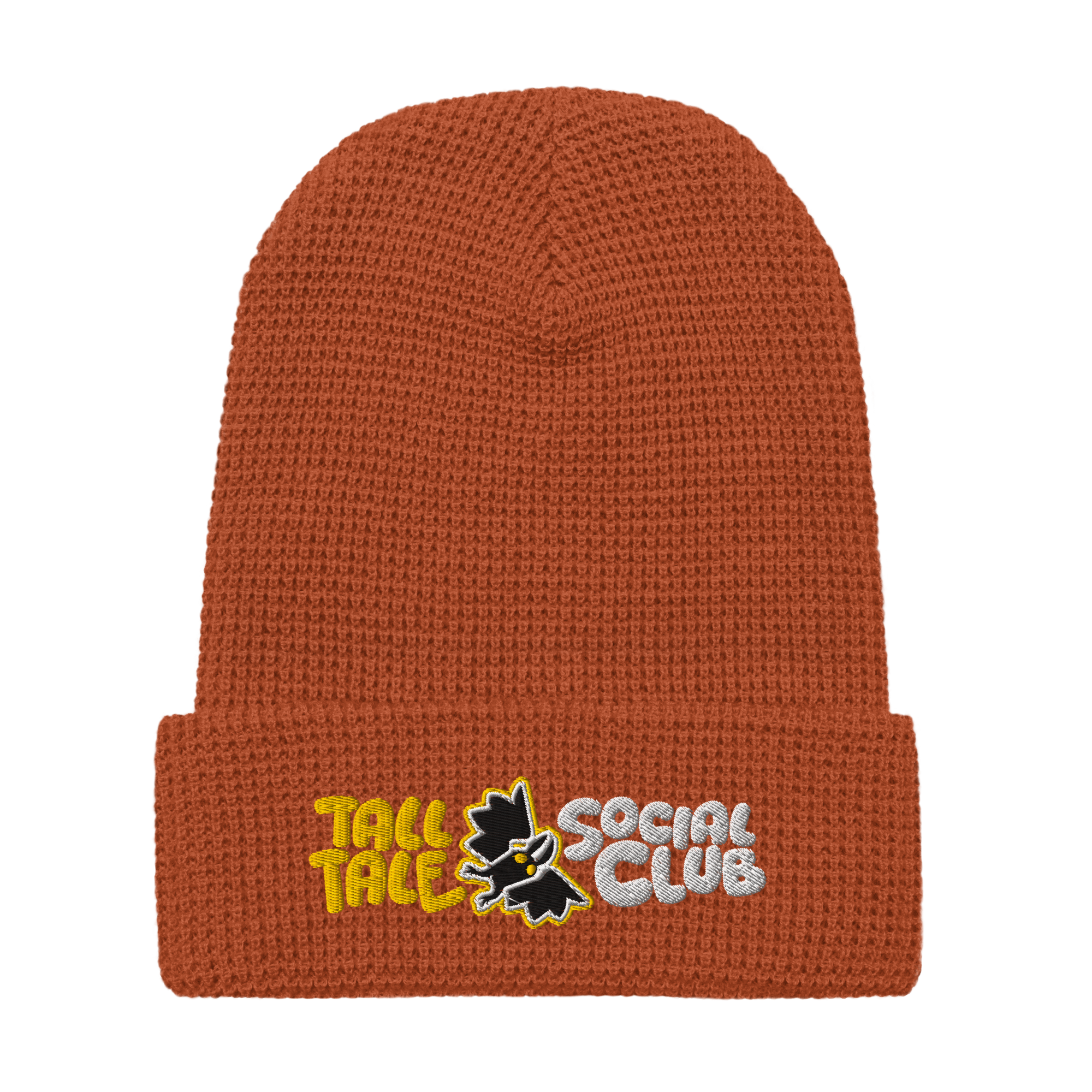 tall tale social club waffle knit beanie  rust