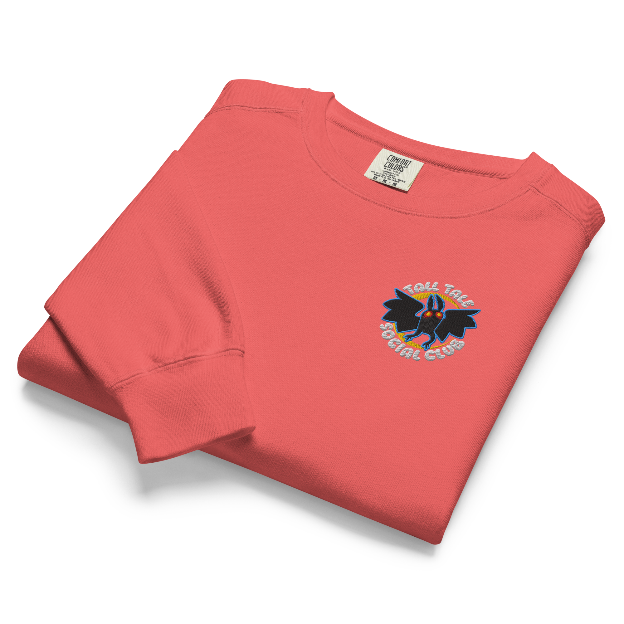 watermelon red embroidered tall tale social club sweater