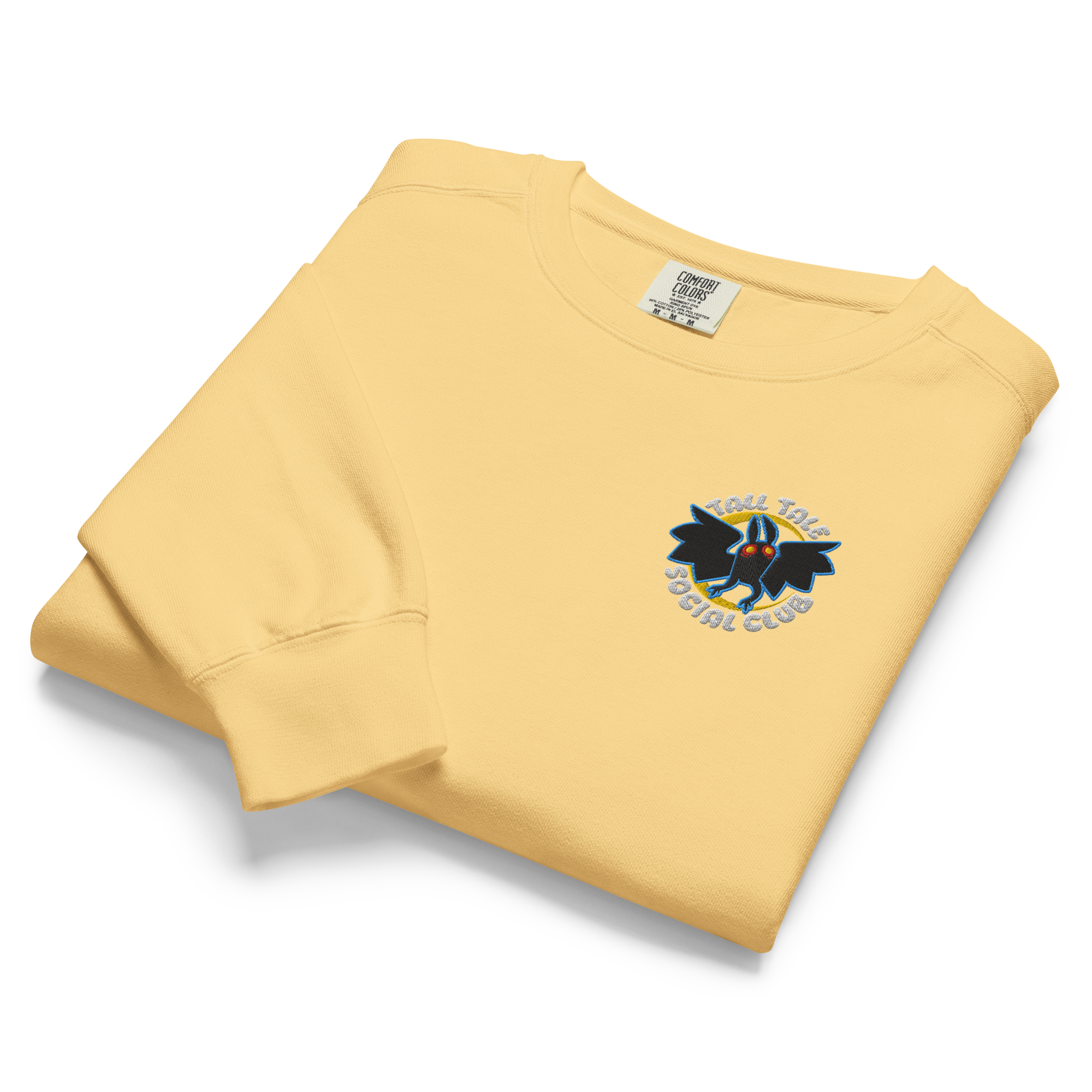 butter yellow embroidered tall tale social club sweater
