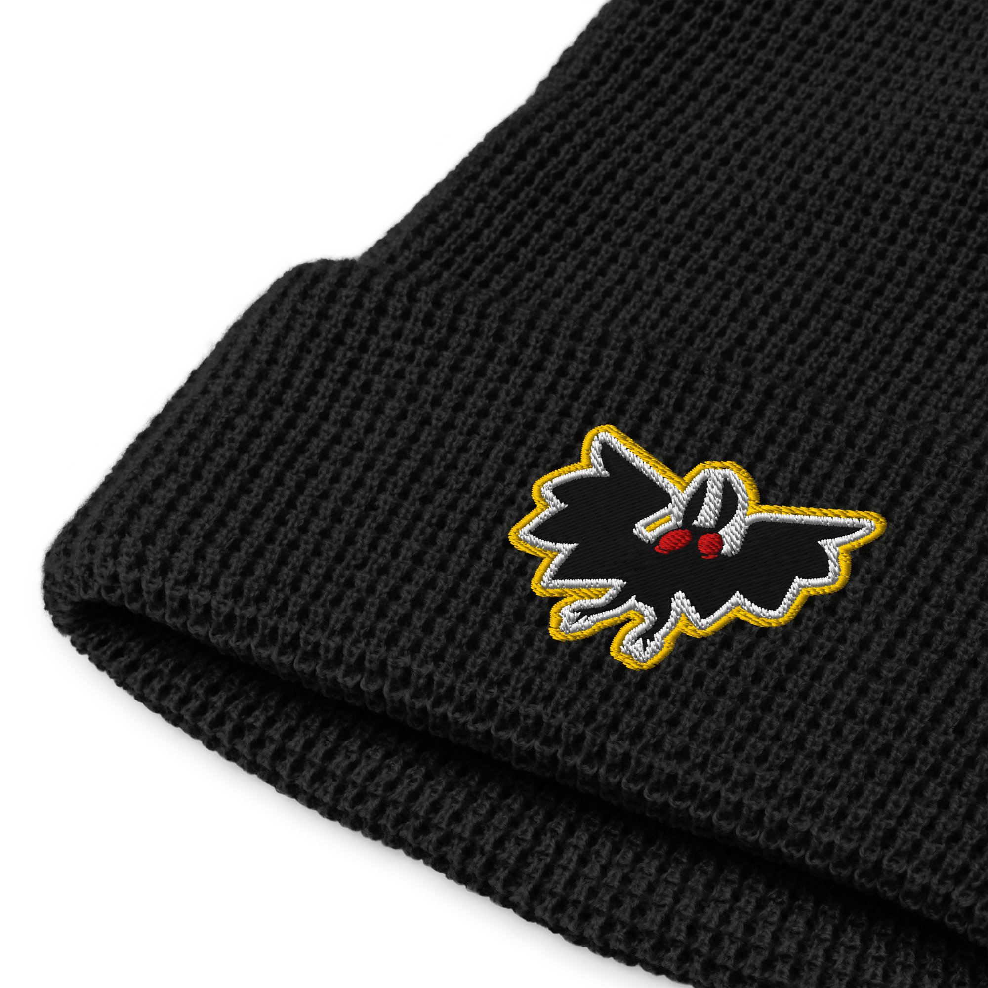 black mothy beanie