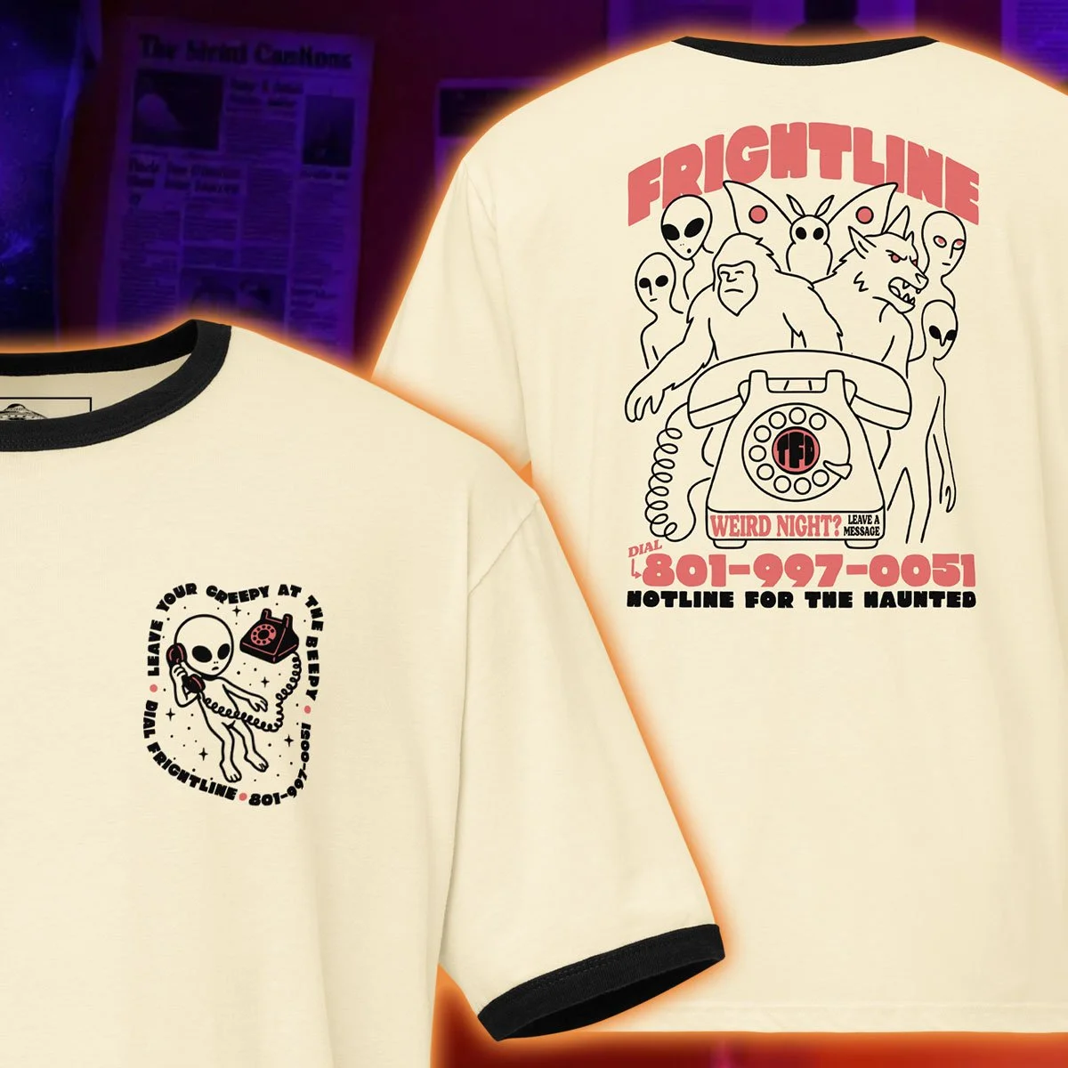 frightline ufo paranormal ringer tee