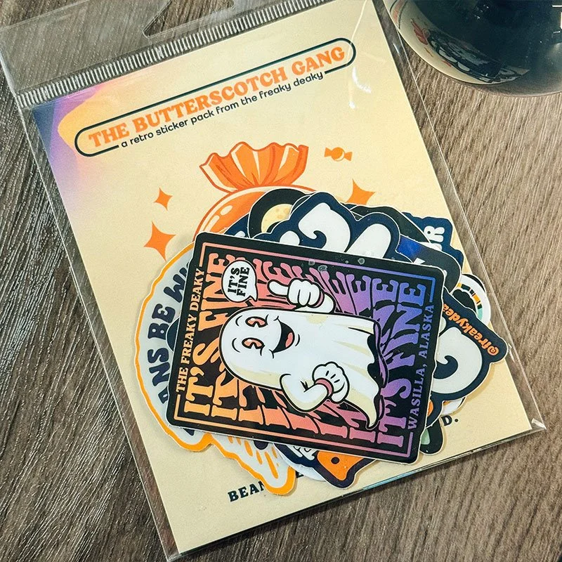 retro 50's ghost sticker packs