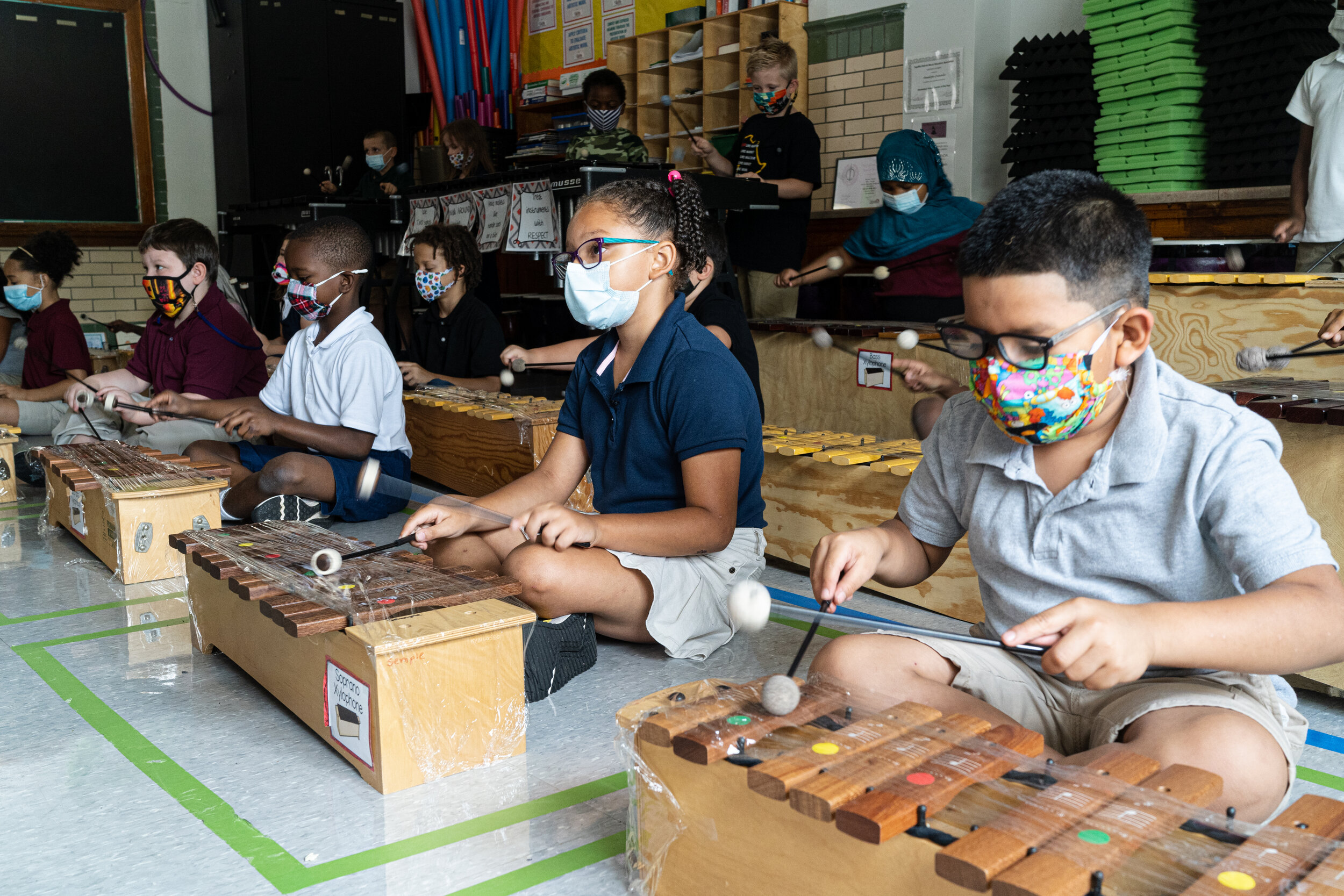Students in Quesada's third grade music class all get the opportunity to play a xylophone. Quesada does what she can to keep the instruments clean. Her xylophones are expensive and wiping them down regularly could ruin them, so instead she spends her
