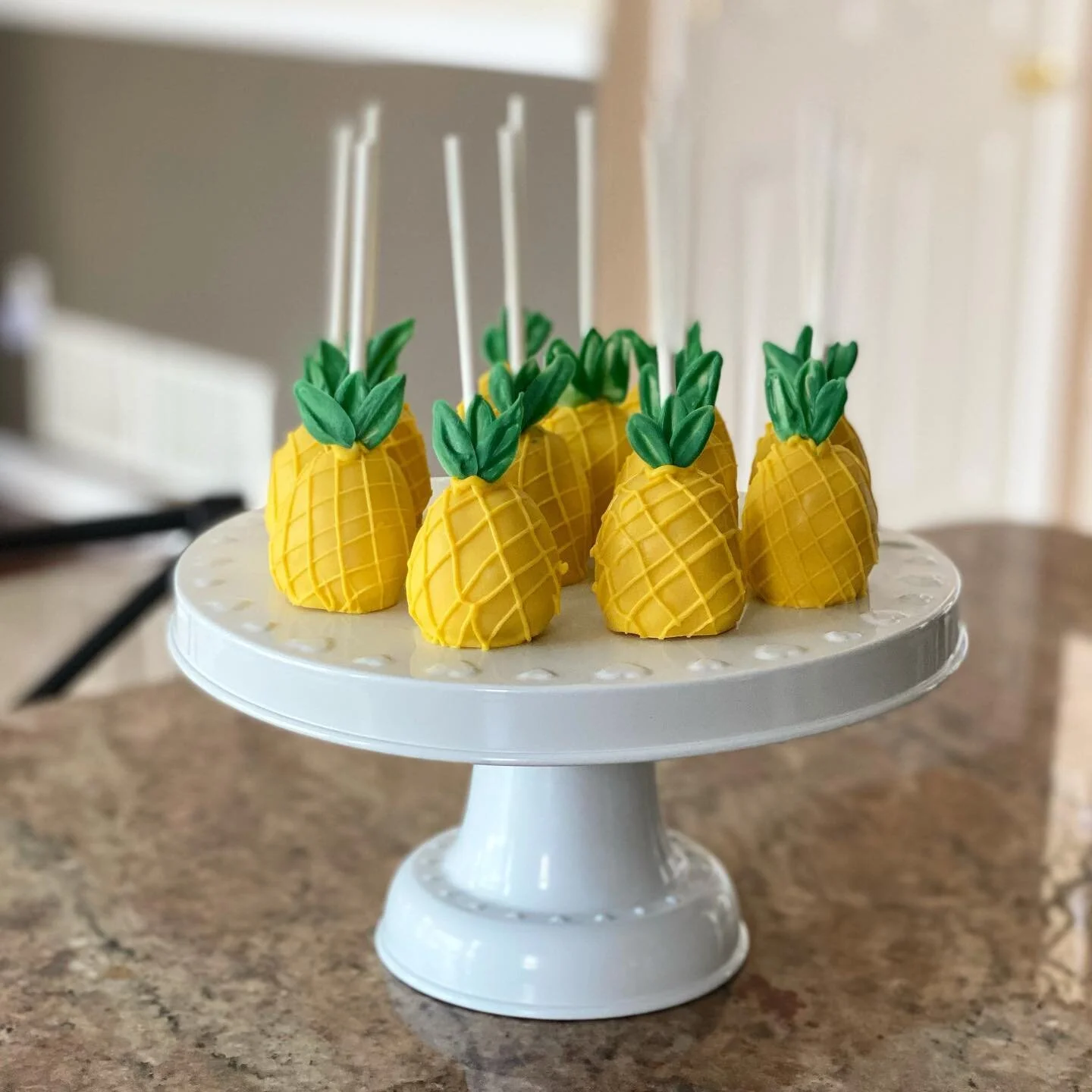 Pineapple CakePops! 
~
~
~
#heerforsweets #cake #cakepops #vanilla #buttercream #truffles #pineapple #candy #candymelts #dessert #sweets #pastrychef