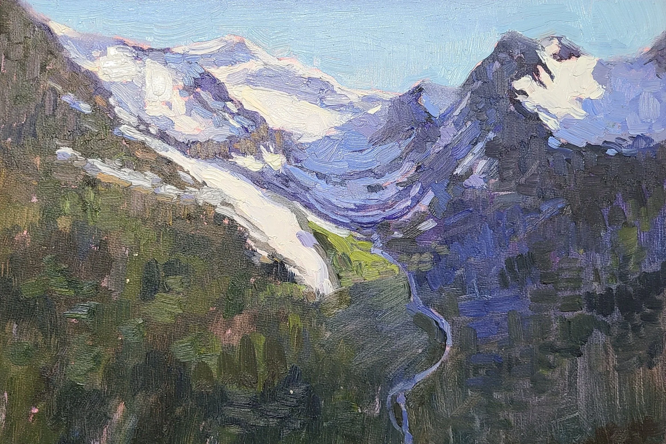 Between the Peaks
12" x 16" 
oil on canvas board