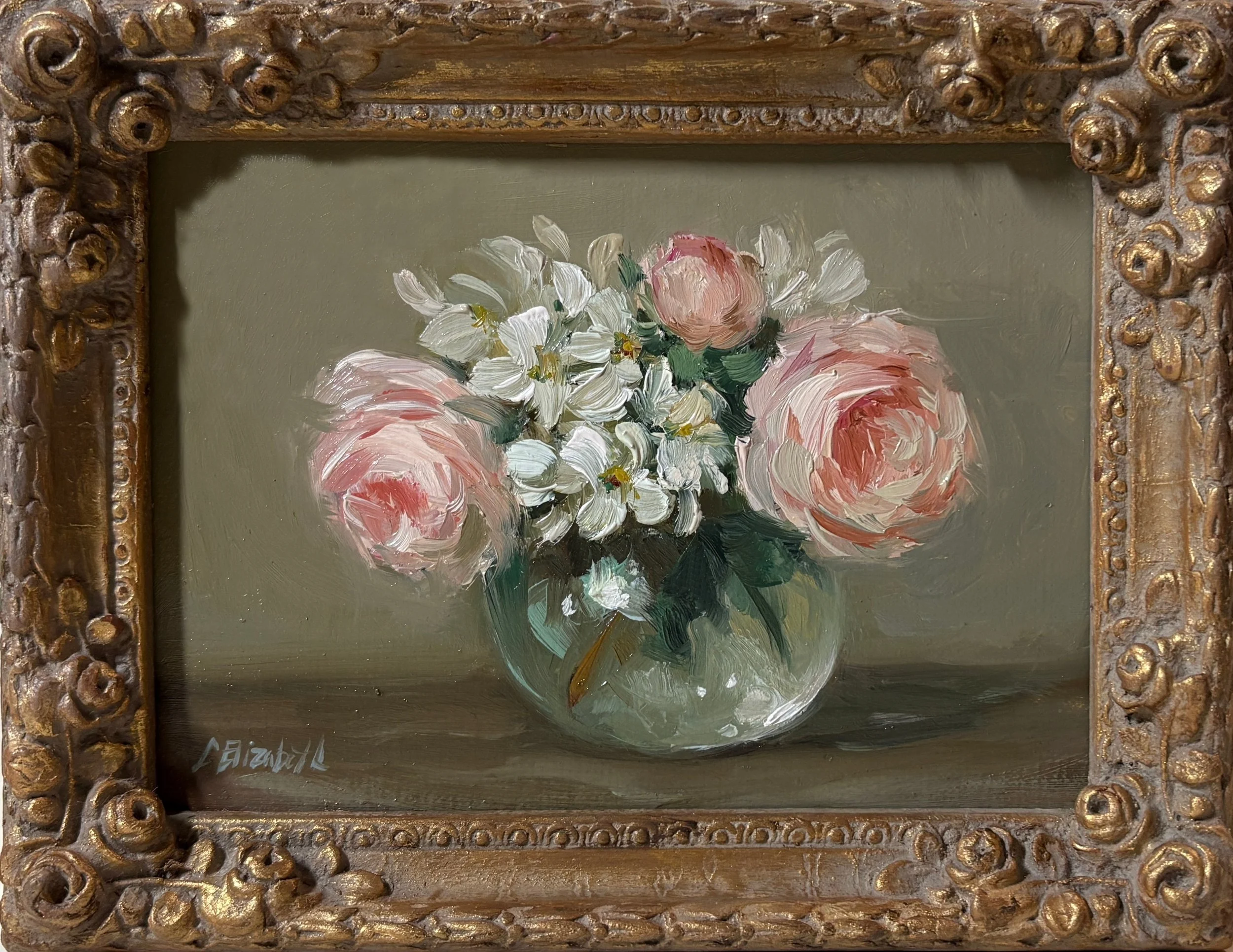 Queen of Sweden Roses with hydrangeas.jpg
