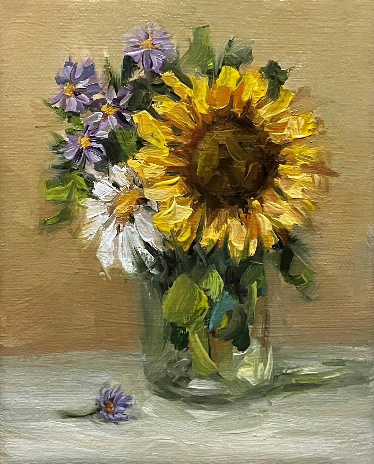 Bouquet of Asters, Alla Prima Painting — CE FINE ART STUDIO