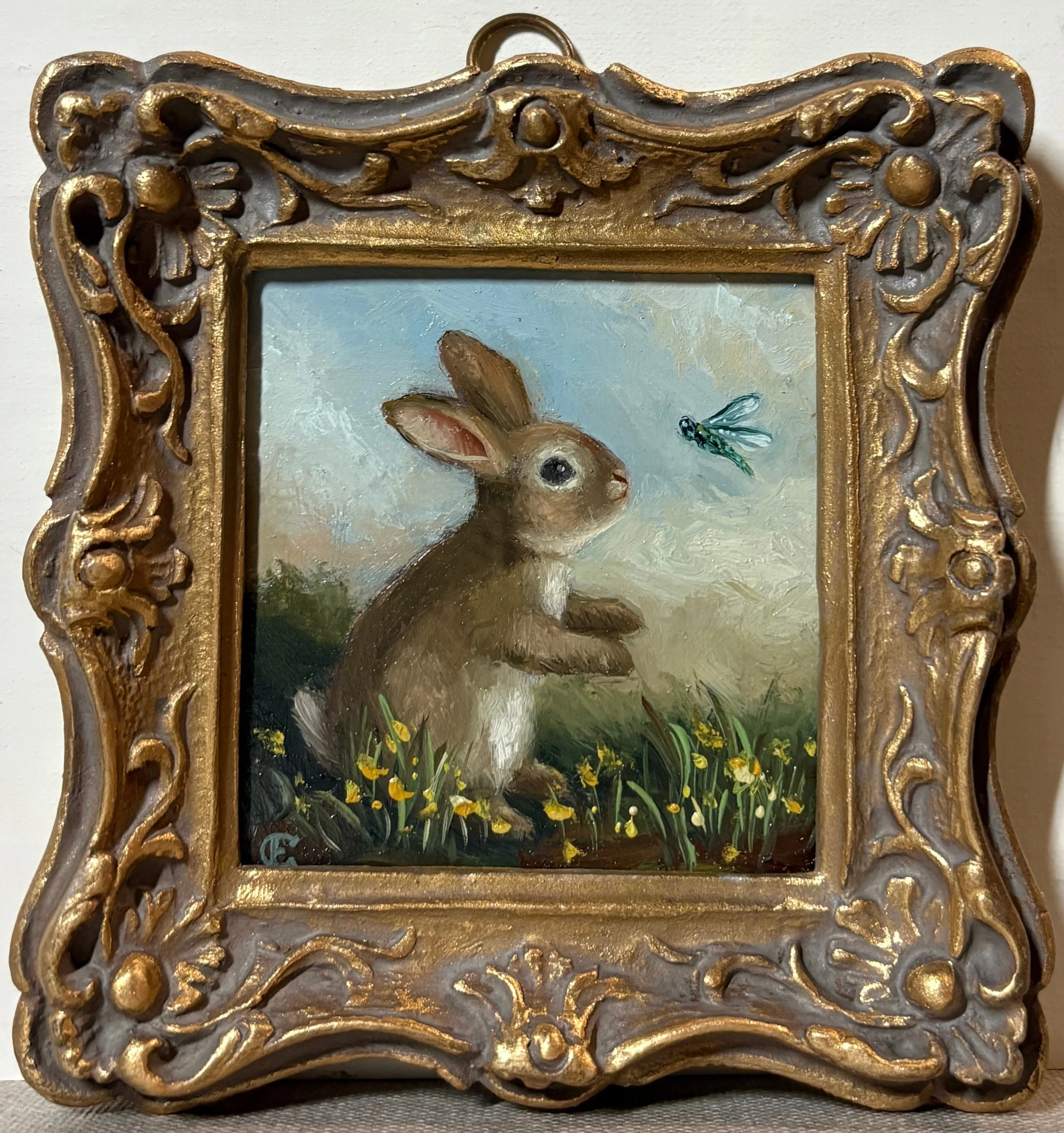 Rabbit in the Garden N. 151, Oil Painting