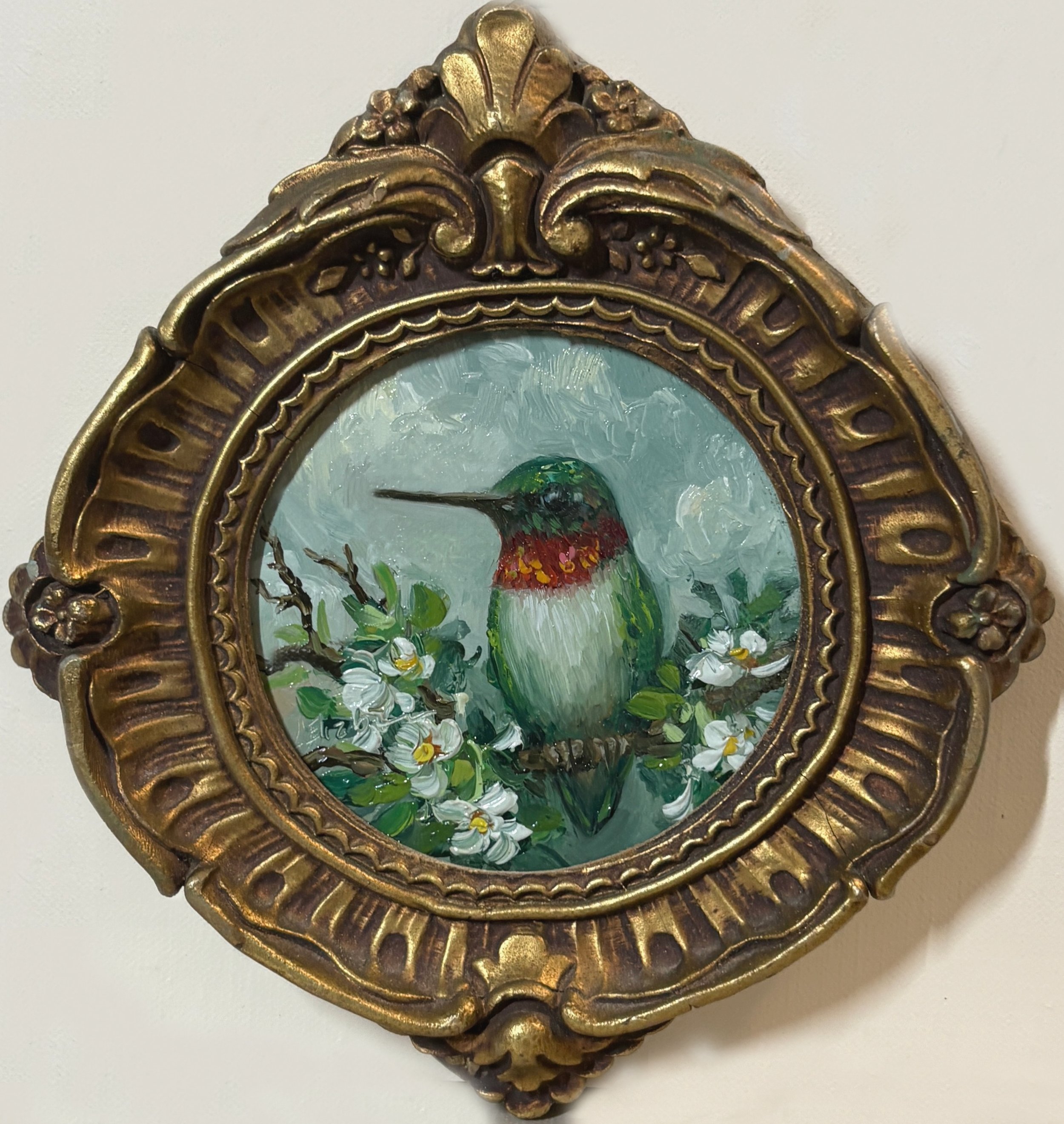 Hummingbird and Peach Blossoms