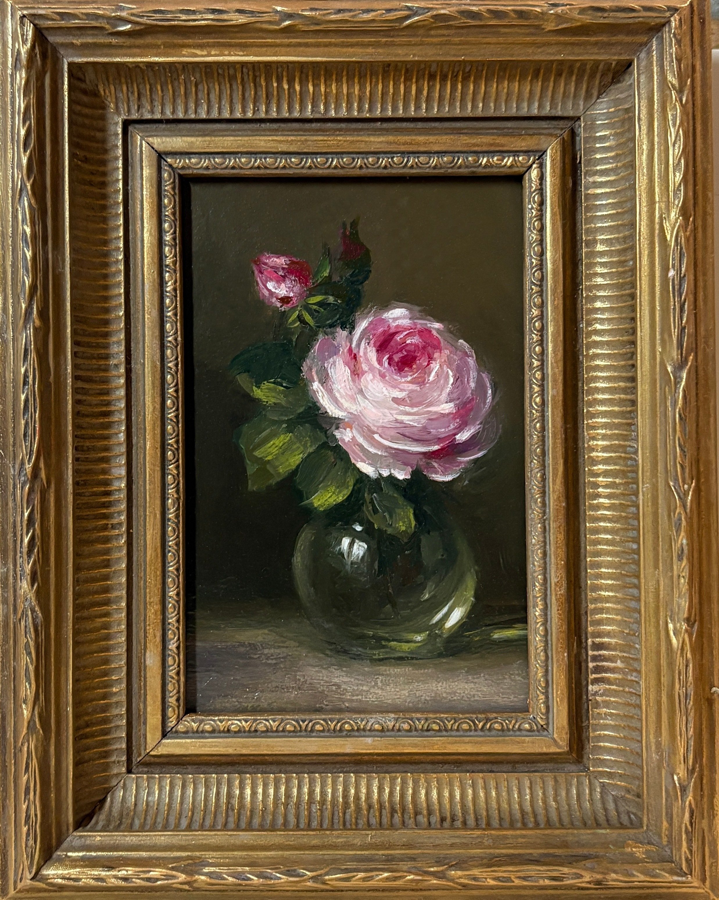 Constance Spry Rose in Glass, Oil Painting