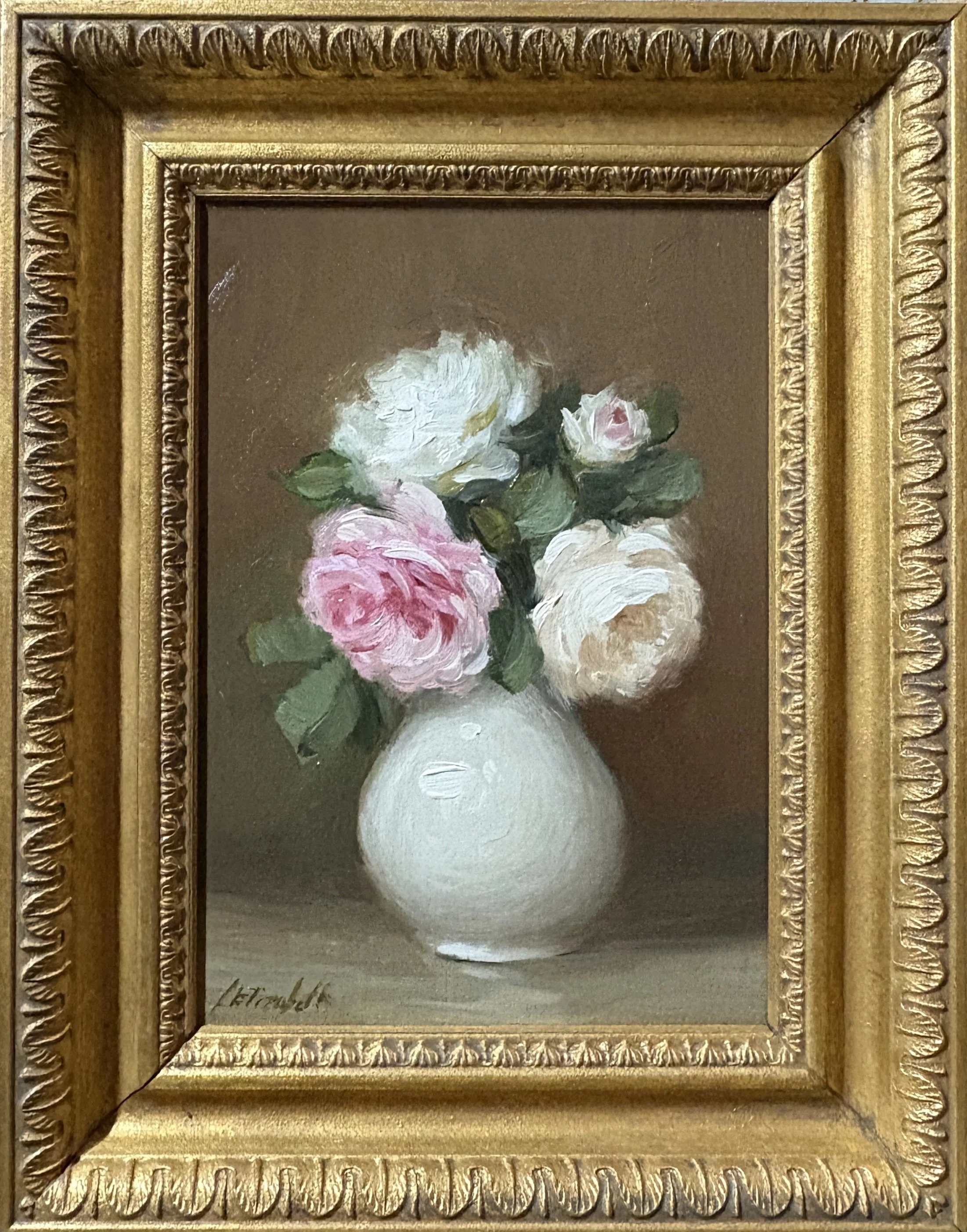 Garden Roses in Porcelain, Oil Painting