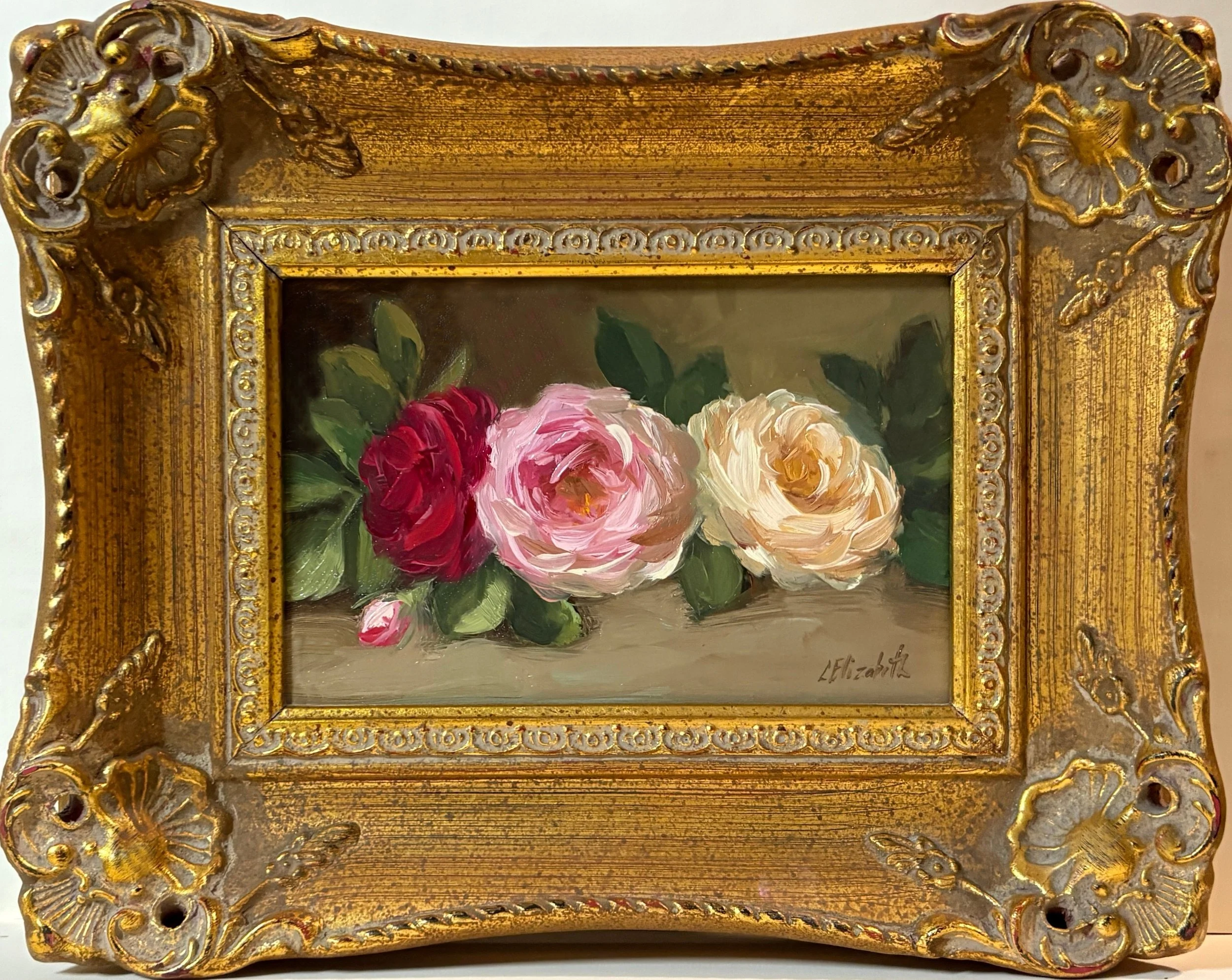 Garden Roses in Spring, Oil Painting