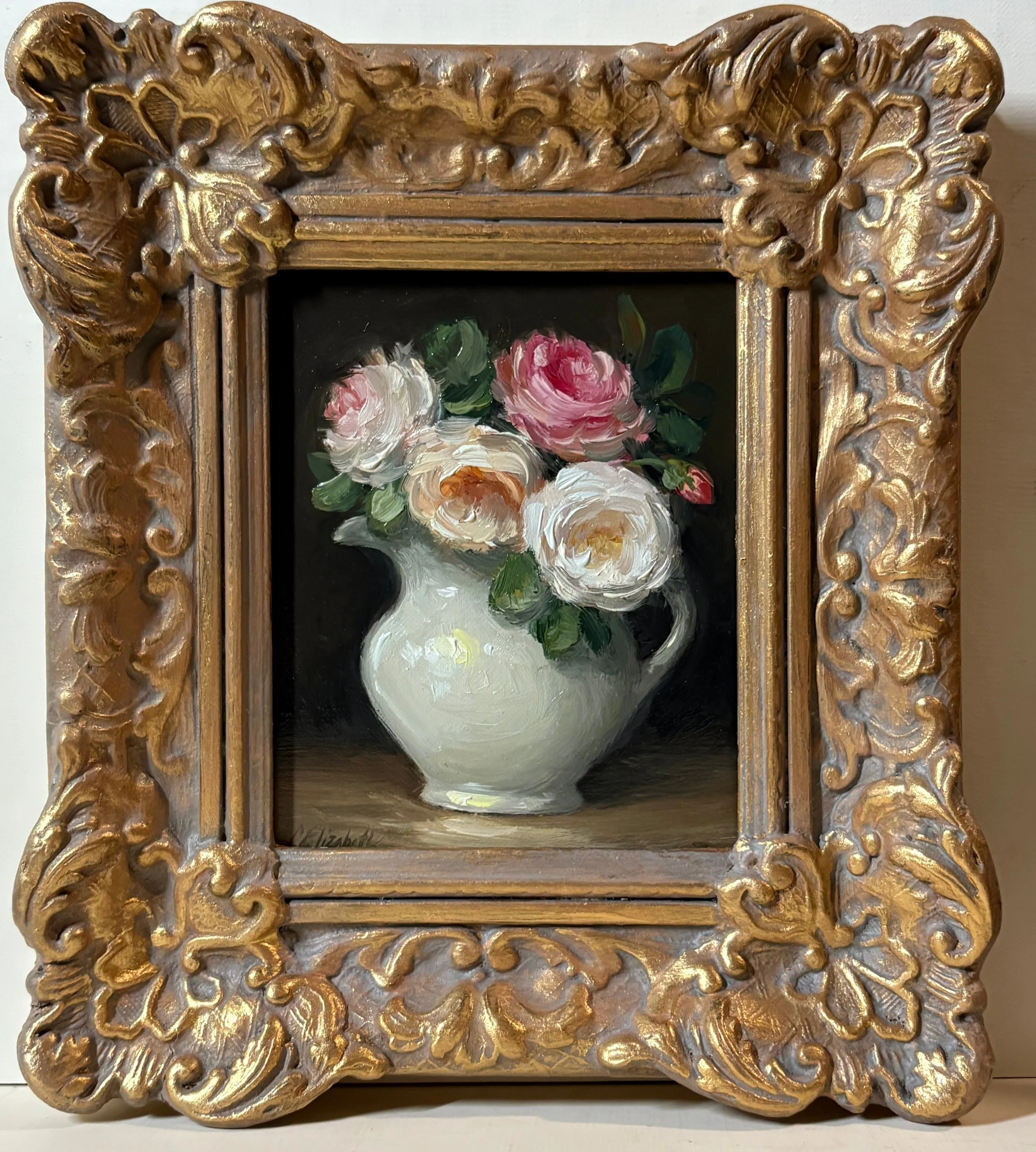 Roses in Antique Pitcher, Oil Painting