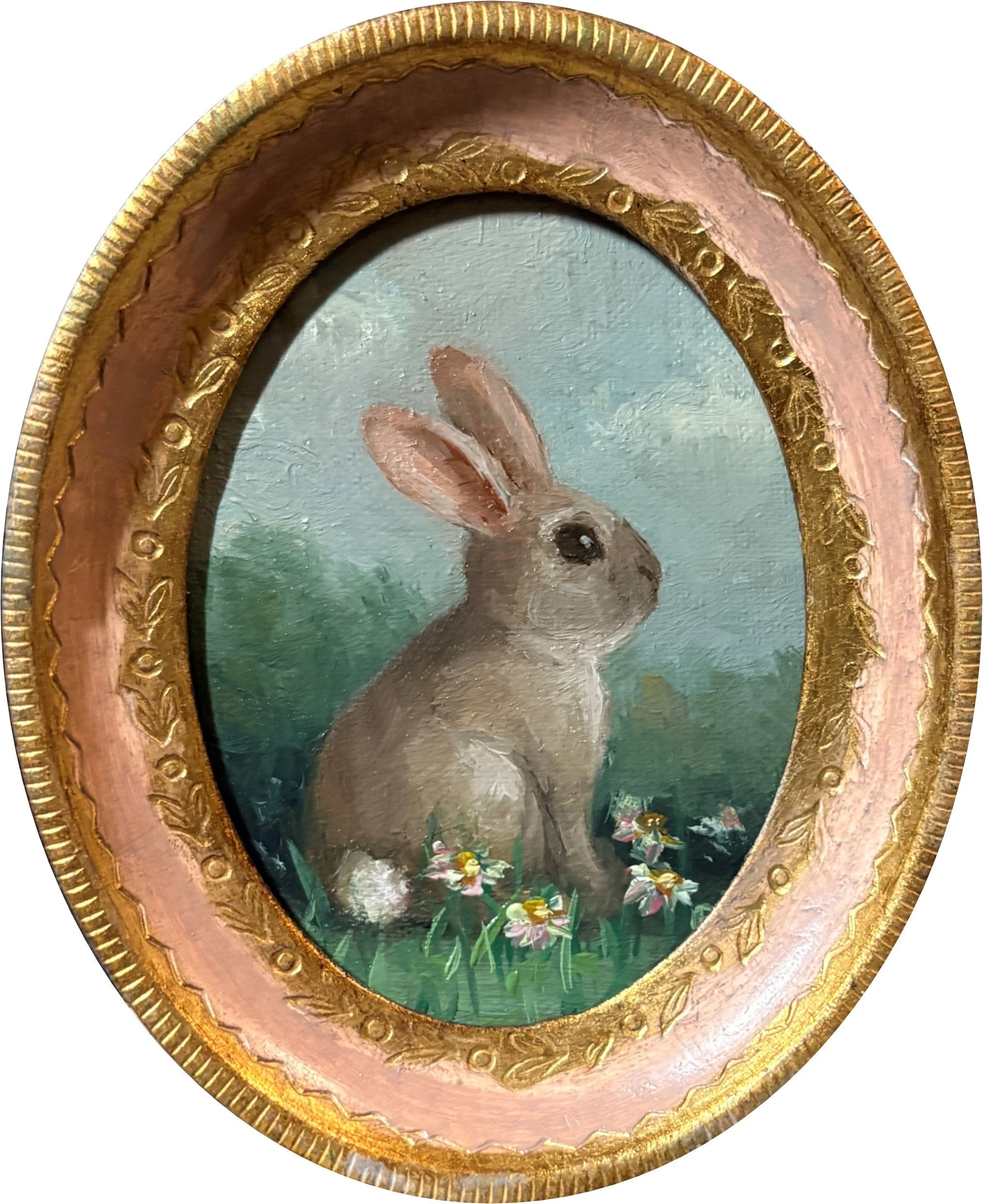 Rabbit in the Garden N.157, Oil Painting