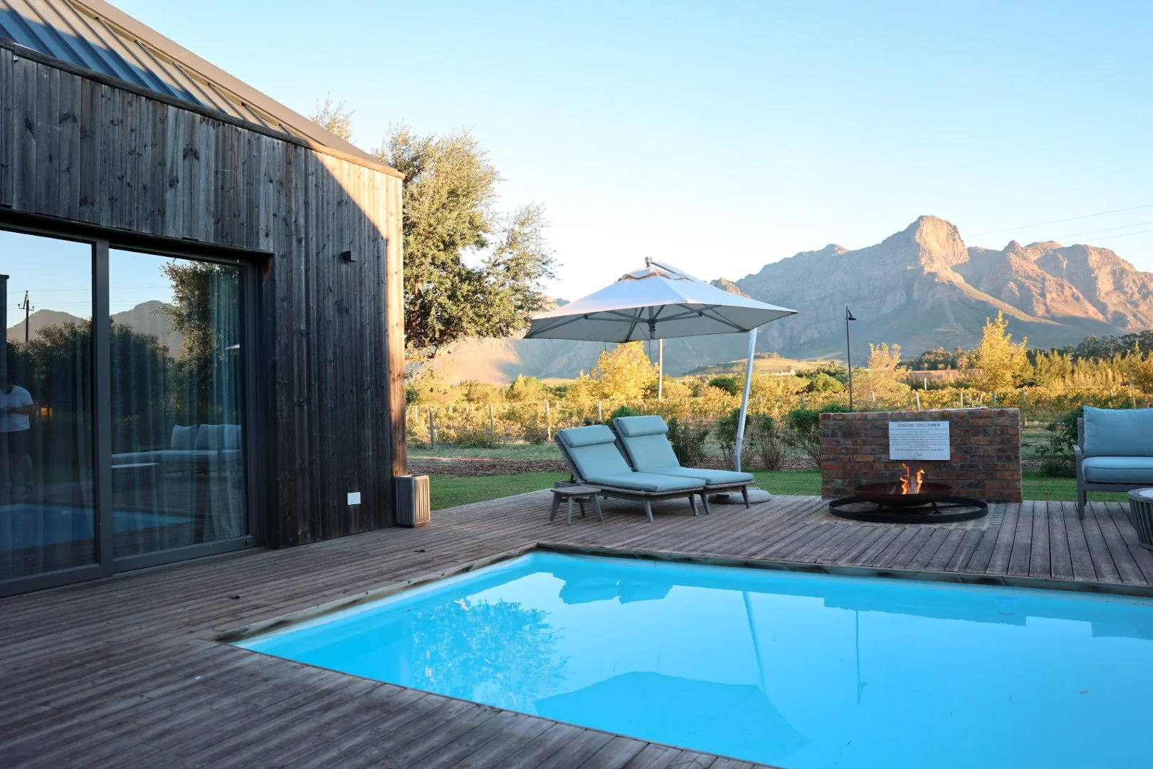 One of three luxury 3 bedroom villas at Ludus Magnus 5 star hotel in Franschhoek, outdoor private pool are