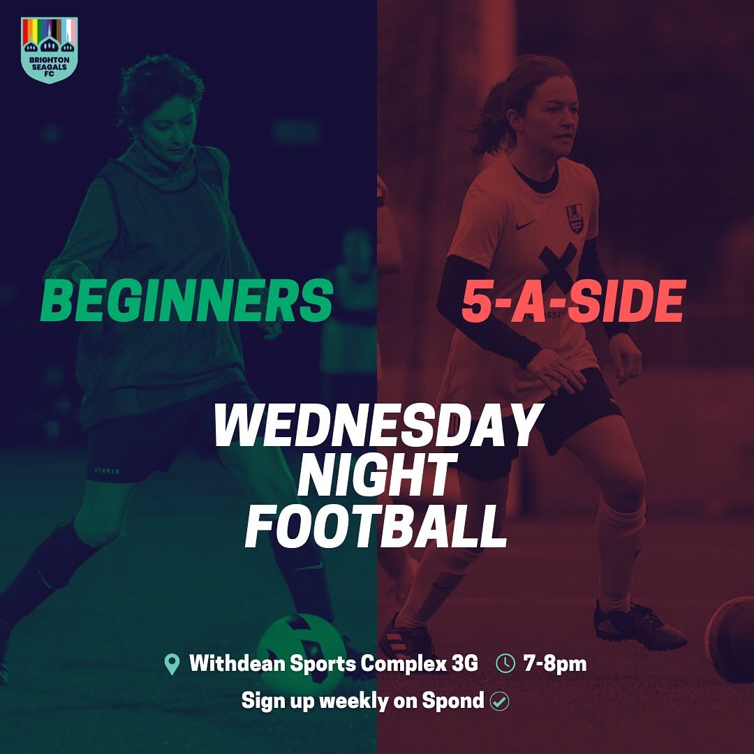 🤩 WEDNESDAY NIGHT FOOTBALL 🤩

We are very excited to be launching two new sessions, hosted on the brand new 3G pitches at Withdean Sports Complex!

Beginners: 7-8pm
5-A-Side: 7-8pm

To sign up or for more info visit the link in our bio. 

Thanks to