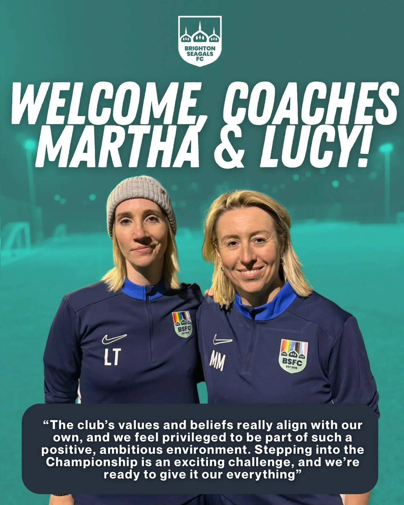 📣 NEW GAFFER ALERT 📣

We recently appointed Martha Mordecai and Lucy Tallant as our new league team managers. Both bring a wealth of playing experience, and we&rsquo;re excited to support them as they take their first steps into coaching and leader