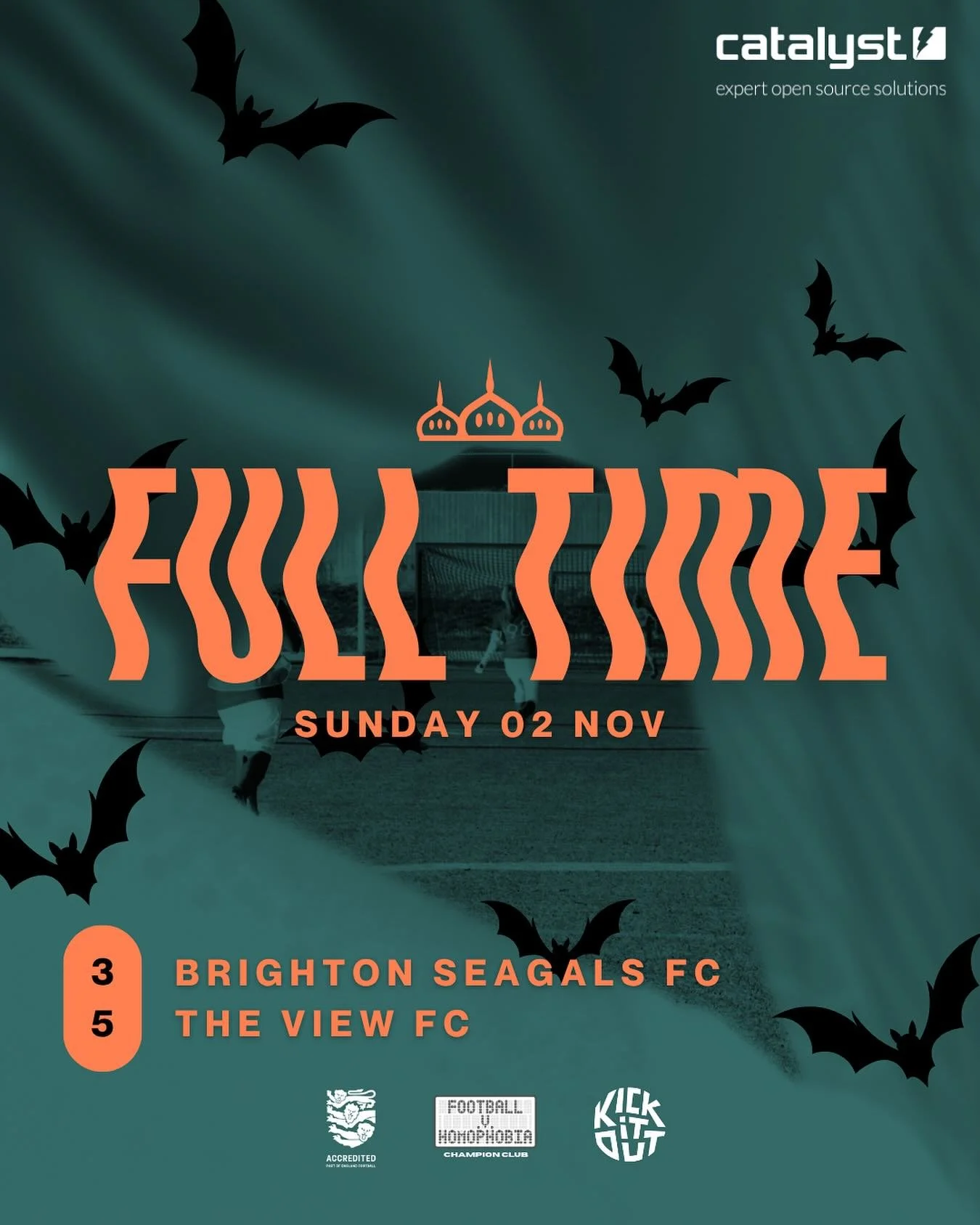 🎃 02/11/25 RESULT 👻

3️⃣ Brighton Seagals FC
5️⃣ The View FC

⚽️ Ash, Phoebe x2
🅰️ Sophie, Valenteena, Penny