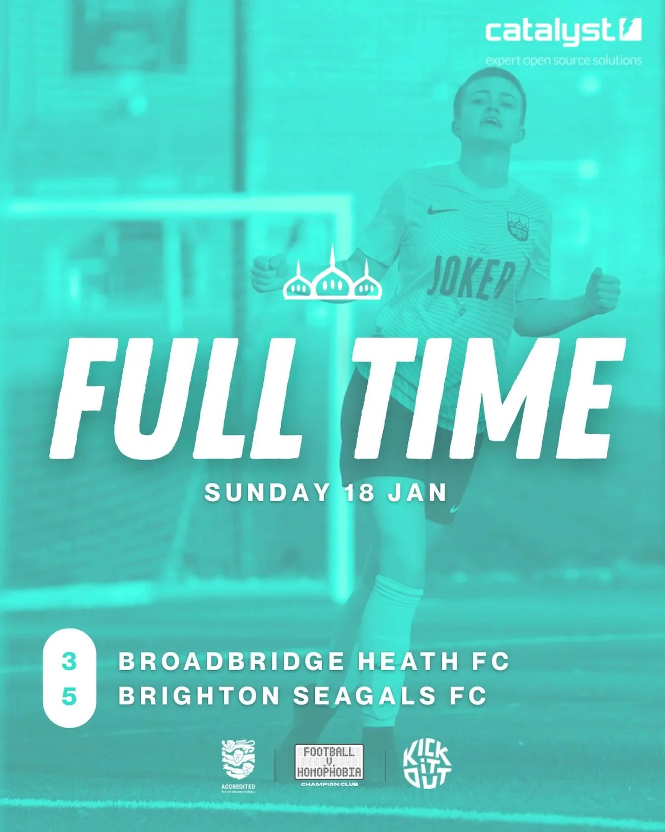 18/01/26 RESULT 

3️⃣ Broadbridge Heath FC
5️⃣ Brighton Seagals FC

⚽️ Phoebe (3), Amber, Ash
🅰️ Ash, Valenteena (2)

We progress to our first ever county cup semi final after an entertaining away win against Premier Division opponents. 

Thanks to 
