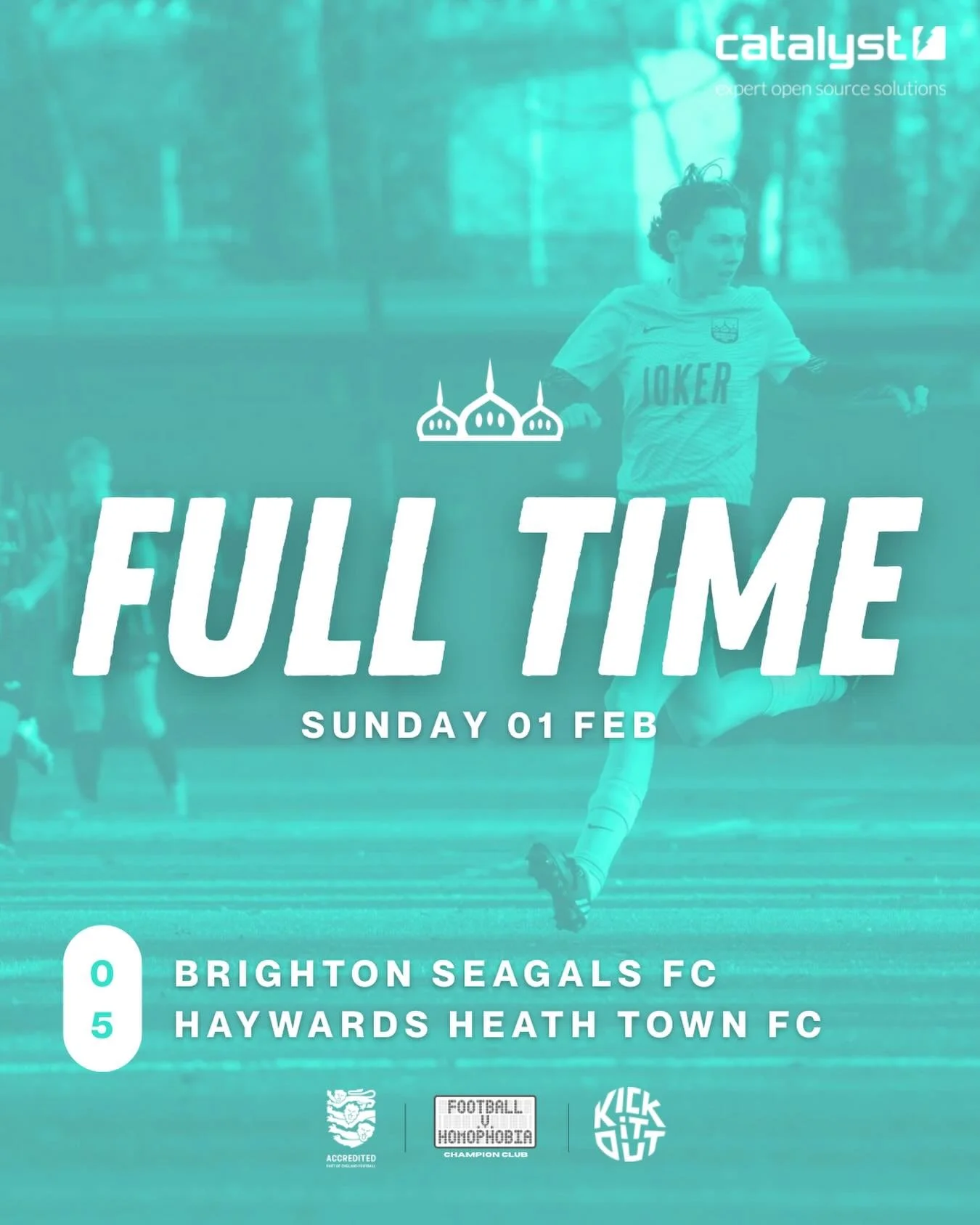 01/02/26 RESULT 

0️⃣ Brighton Seagals FC
5️⃣ Haywards Heath Town FC

Thanks to our team sponsors:
⚽️🤝 Catalyst
👕🤝 @the.joker.brighton

📸 @bx_creative_