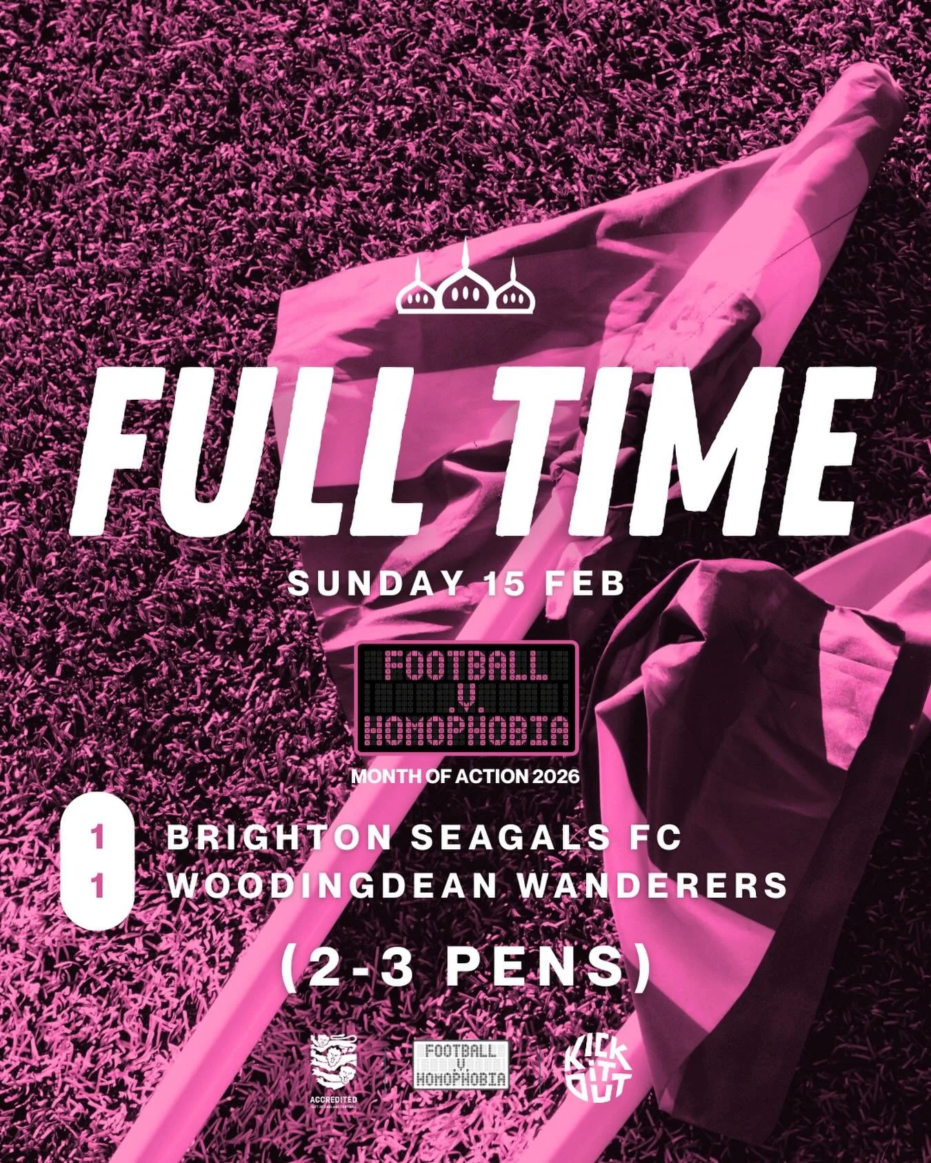 15/02/26 RESULT 

1️⃣ Brighton Seagals FC
1️⃣ Woodingdean Wanderers
After a thrilling semi-final, Woodingdean progress winning 2-3 on pens. Good luck in the final!

Thanks to our team sponsors:
⚽️🤝 Catalyst
👕🤝 @the.joker.brighton

📸 @alexthomasma
