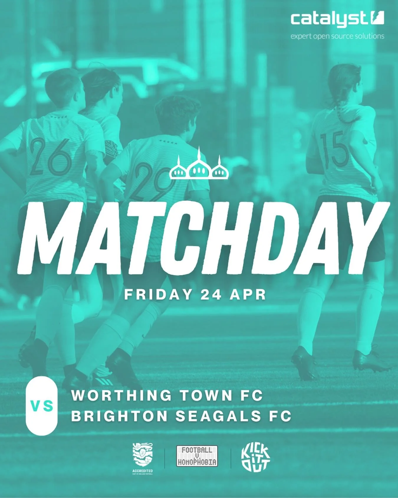 24/04/26 MATCHDAY 

🆚 Worthing Town
🏟 Away - Palatine Park 3G, Worthing
⏰ KO 7:45pm
🏆 SCWGFL Championship

Thanks to our team sponsors:
⚽️🤝 Catalyst
👕🤝 @the.joker.brighton

📸 @bx_creative_