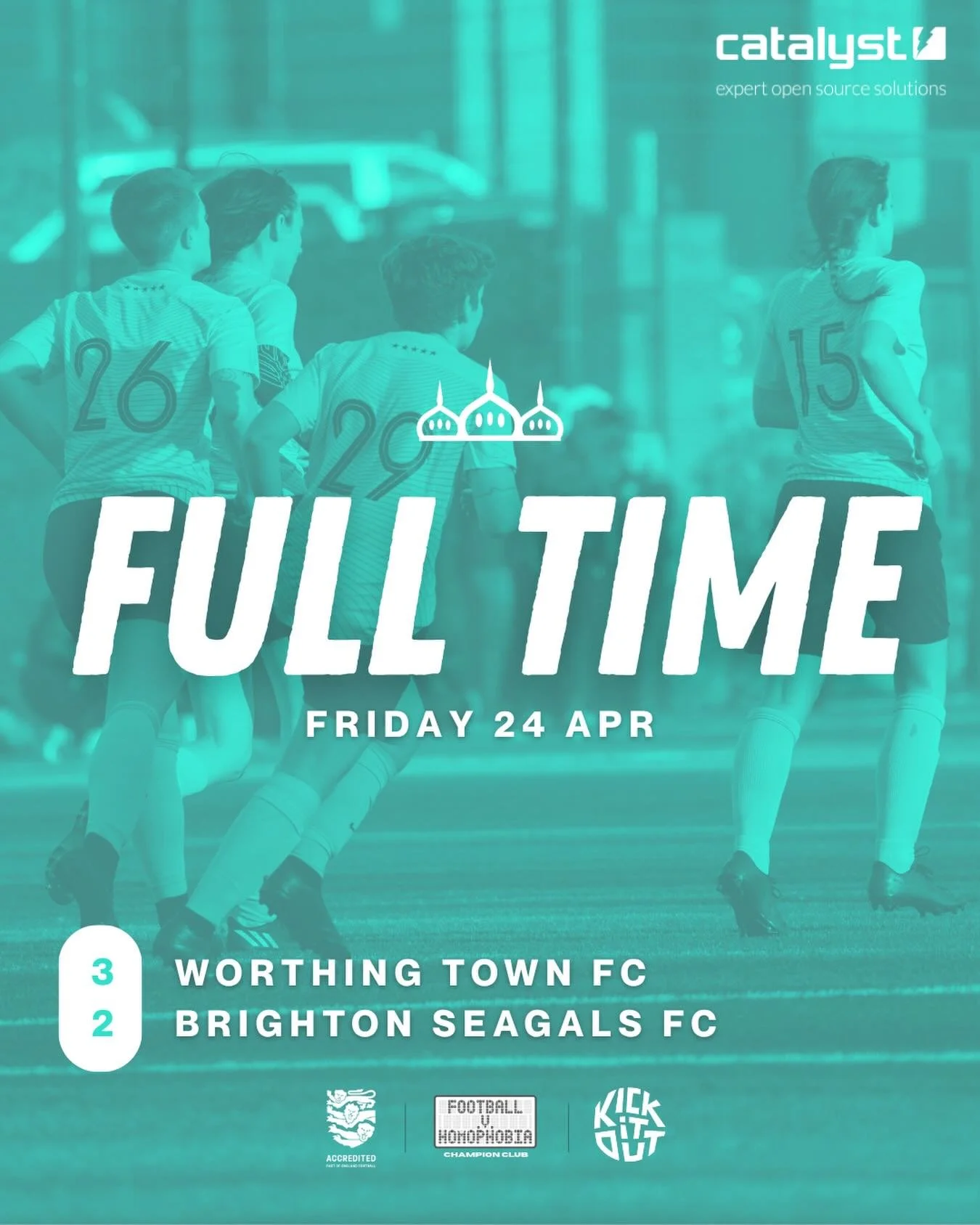 24/04/26 RESULT

3️⃣ Worthing Town
2️⃣ Brighton Seagals FC 

⚽️ Phoebe x2

Thanks to our team sponsors:
⚽️🤝 Catalyst
👕🤝 @the.joker.brighton

📸 @bx_creative_