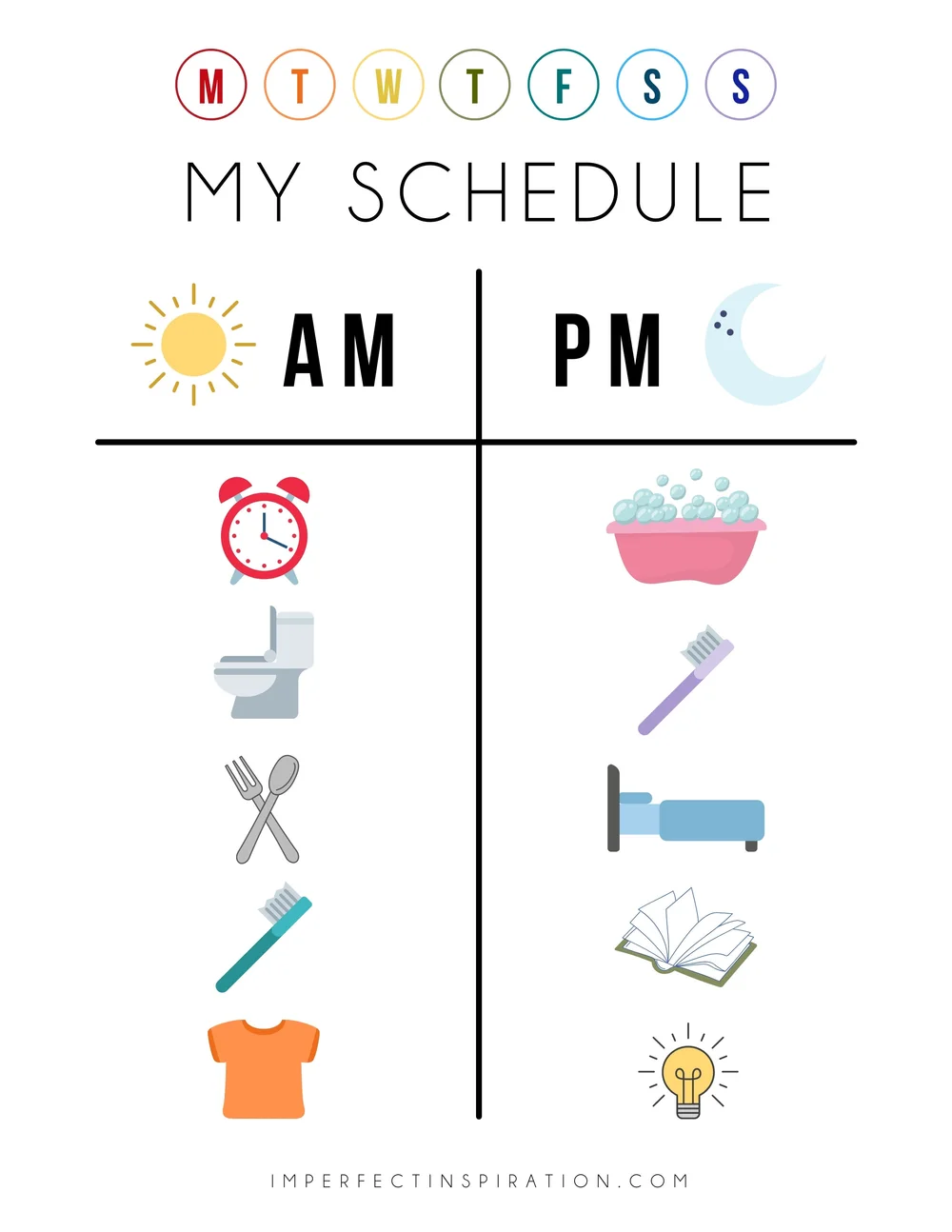 Daily Schedule Template Printable For Kids