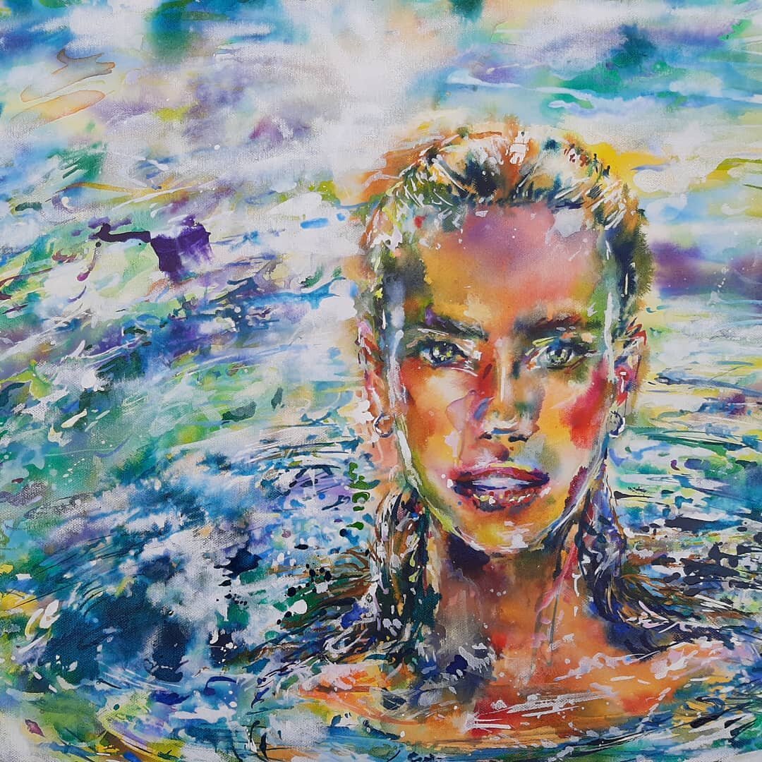 Swimmer 
Acrylic on canvas 60cm x 46cm
#art #acrylicpainting #swimmer #swimming #mermaid #holiday #acrylicinks #paintingwater #swimmingpool #homedecor #coluor #lithuanianartist #england
