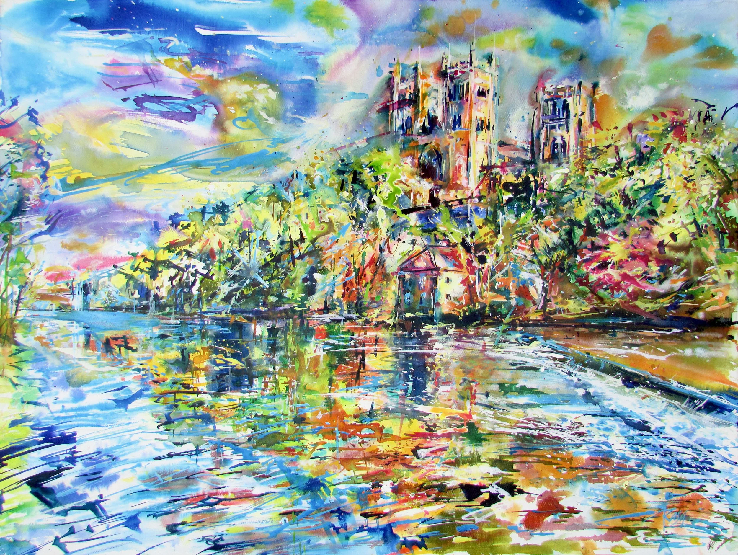 Durham Cathedral from the Riverbank in Spring 60x80cm RZ.jpeg