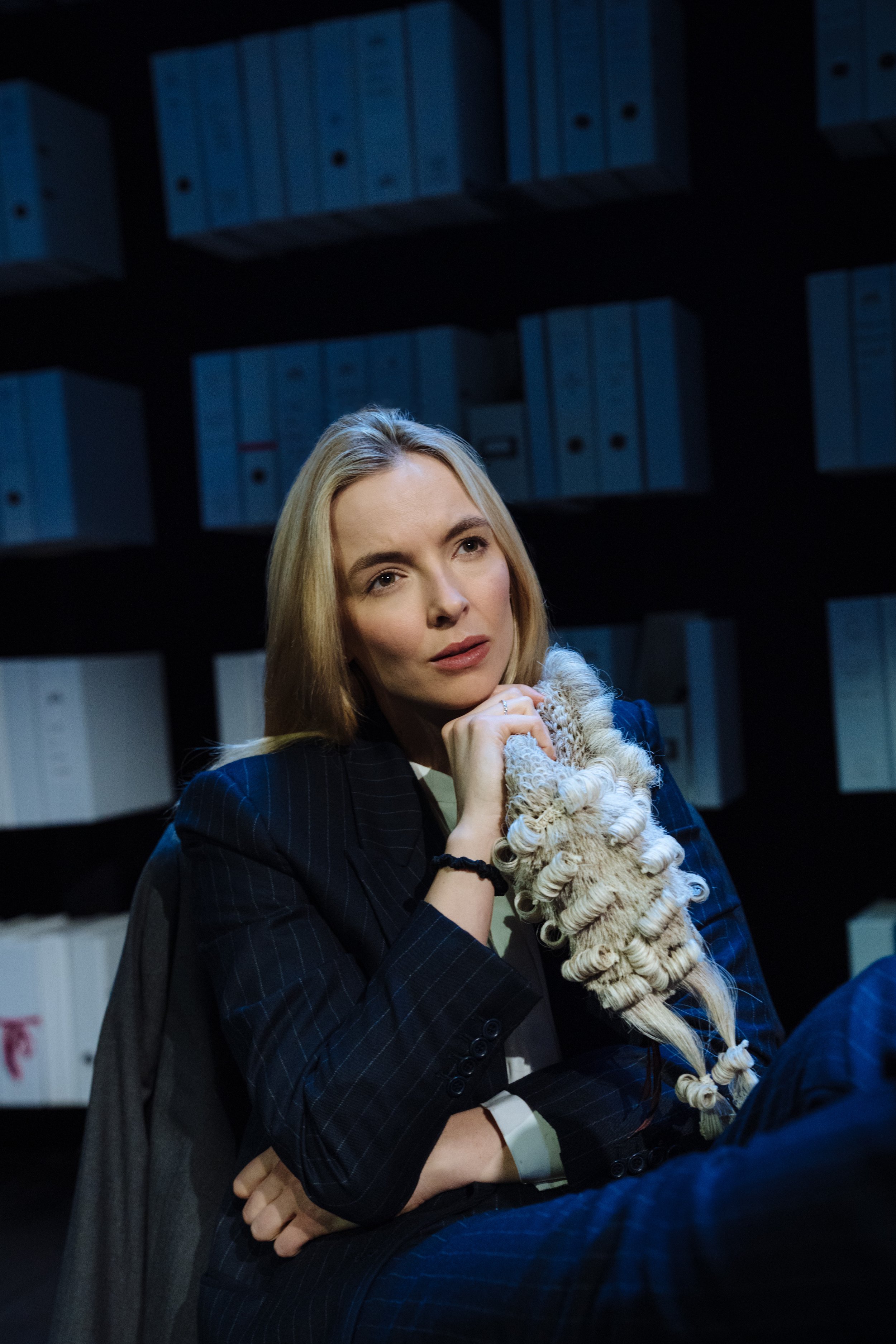 Jodie Comer in PRIMA FACIE by Suzie Miller ;Directed by Justin Martin ;Set Design by Miriam Buether ;Lighting Design by Natasha Chivers ;Sound Design by Ben & Max Ringham ;Composer: Rebecca Lucy Taylor ;Video by Willie Williams for Treatment Studio 