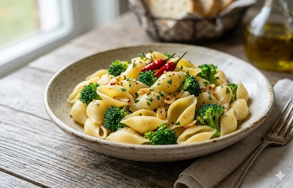 Conchiglie with Broccoli, Garlic, & Chili