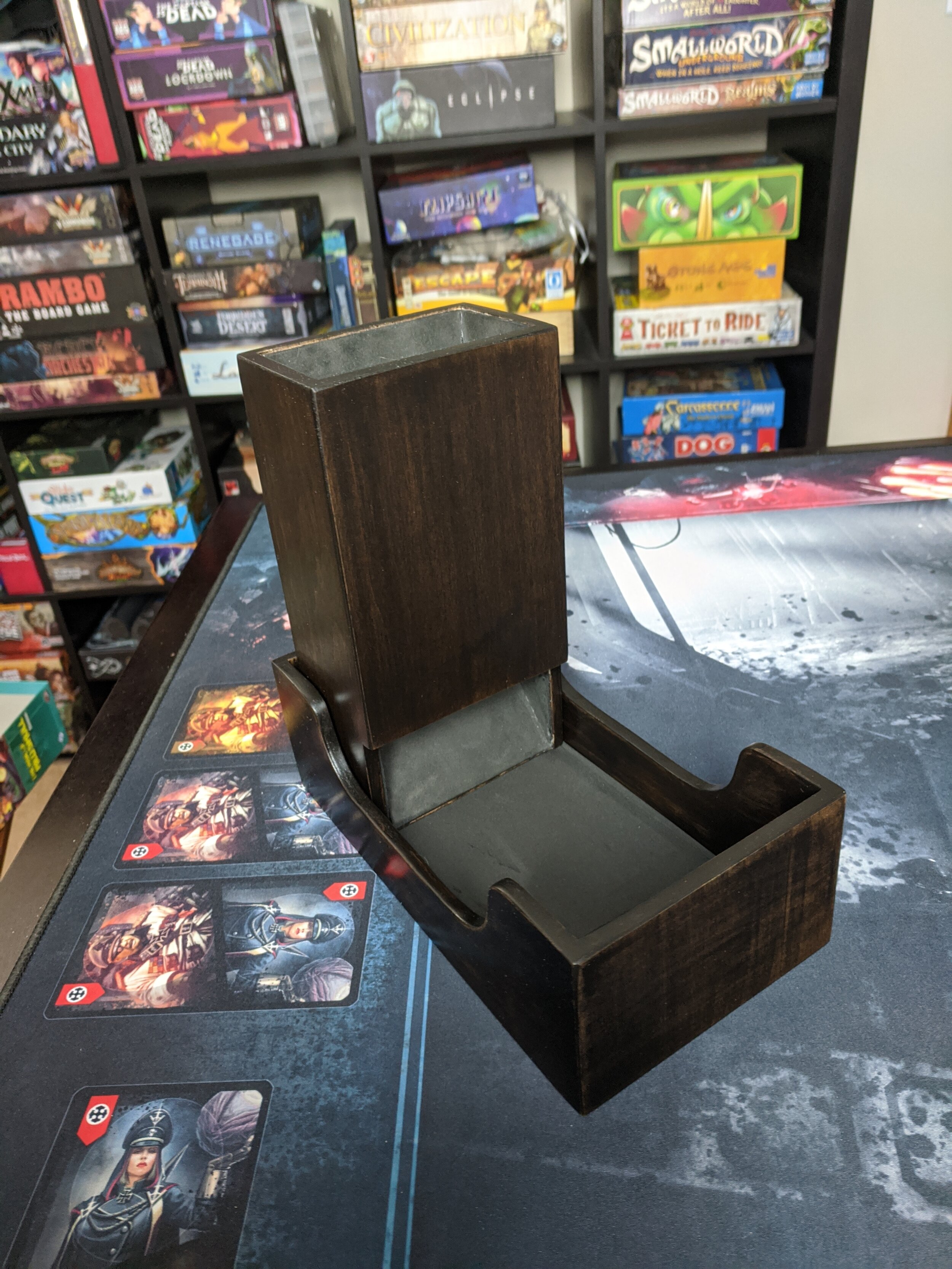 Ninja Dice Tower - Espresso Distressed Stained Maple