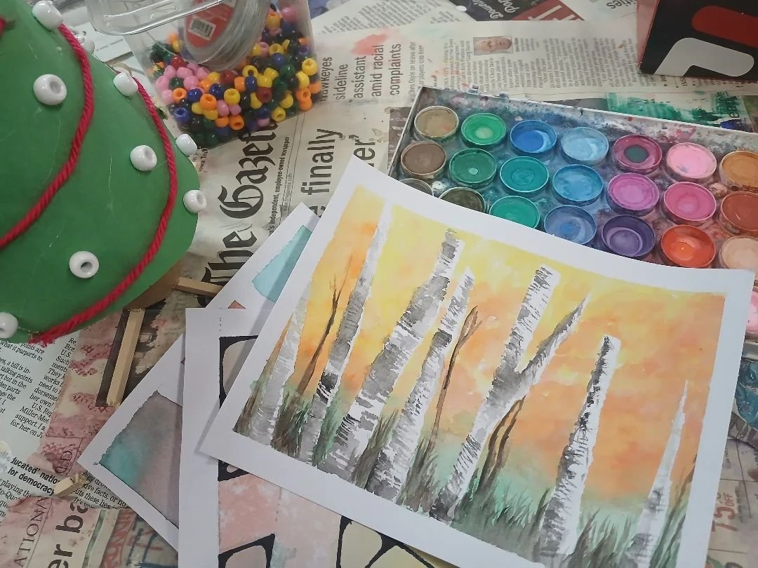 Thursday Soren asked if we could go for a winter walk in the dusting of snow. Friday he asked if we
could do art. Did he really want to do those things, or does he just know my weak spots? Are his interests really so perfectly aligned with mine, or 