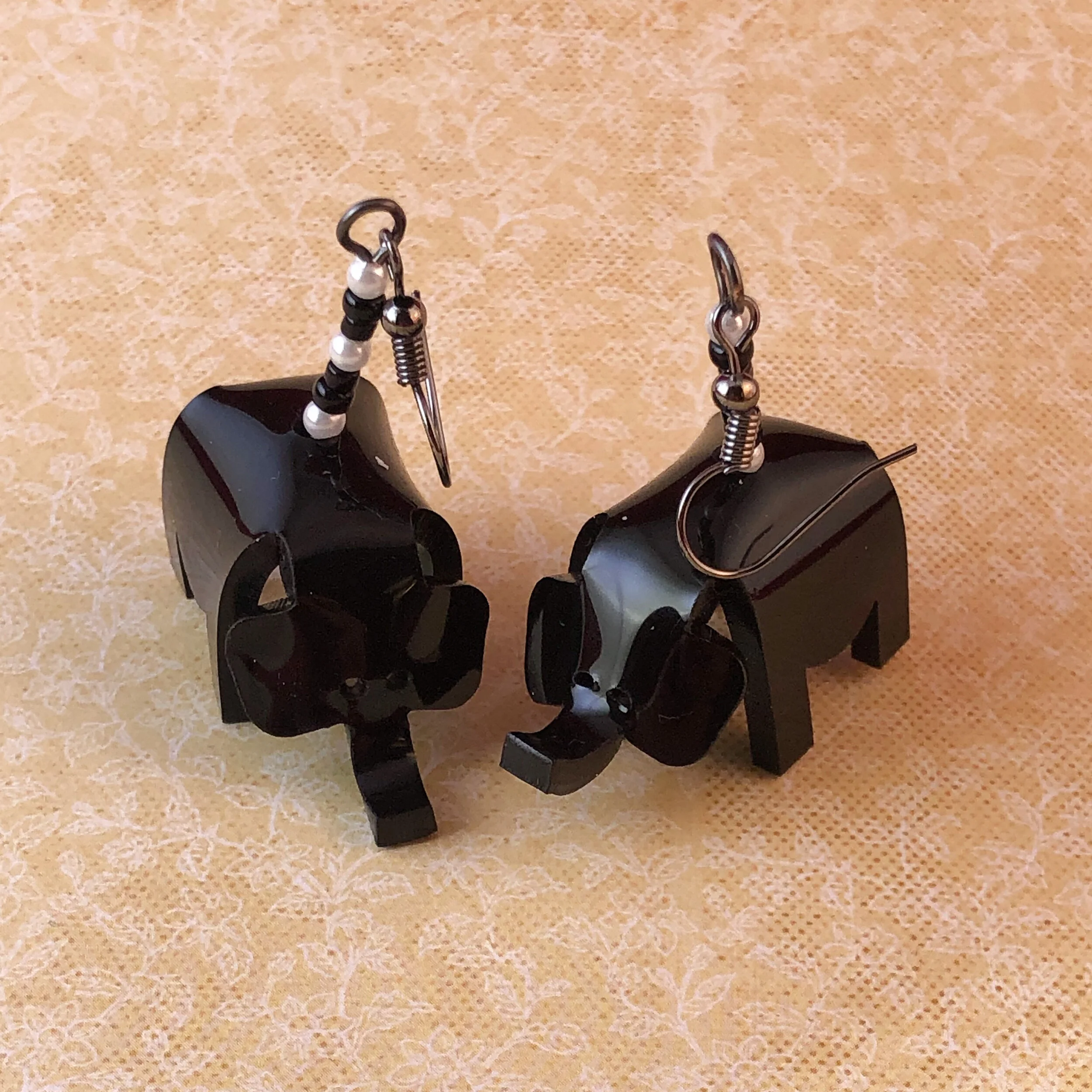 Beaded Elephant Earrings