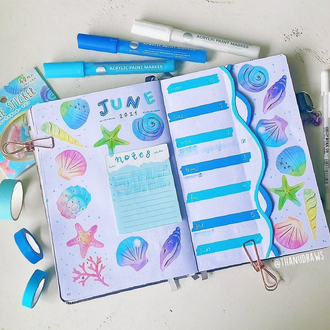 weekly spread idea for June! I have been using the Dutch door method a lot this year, and I love incorporating the theme into the door style! 🌊🌊🌊