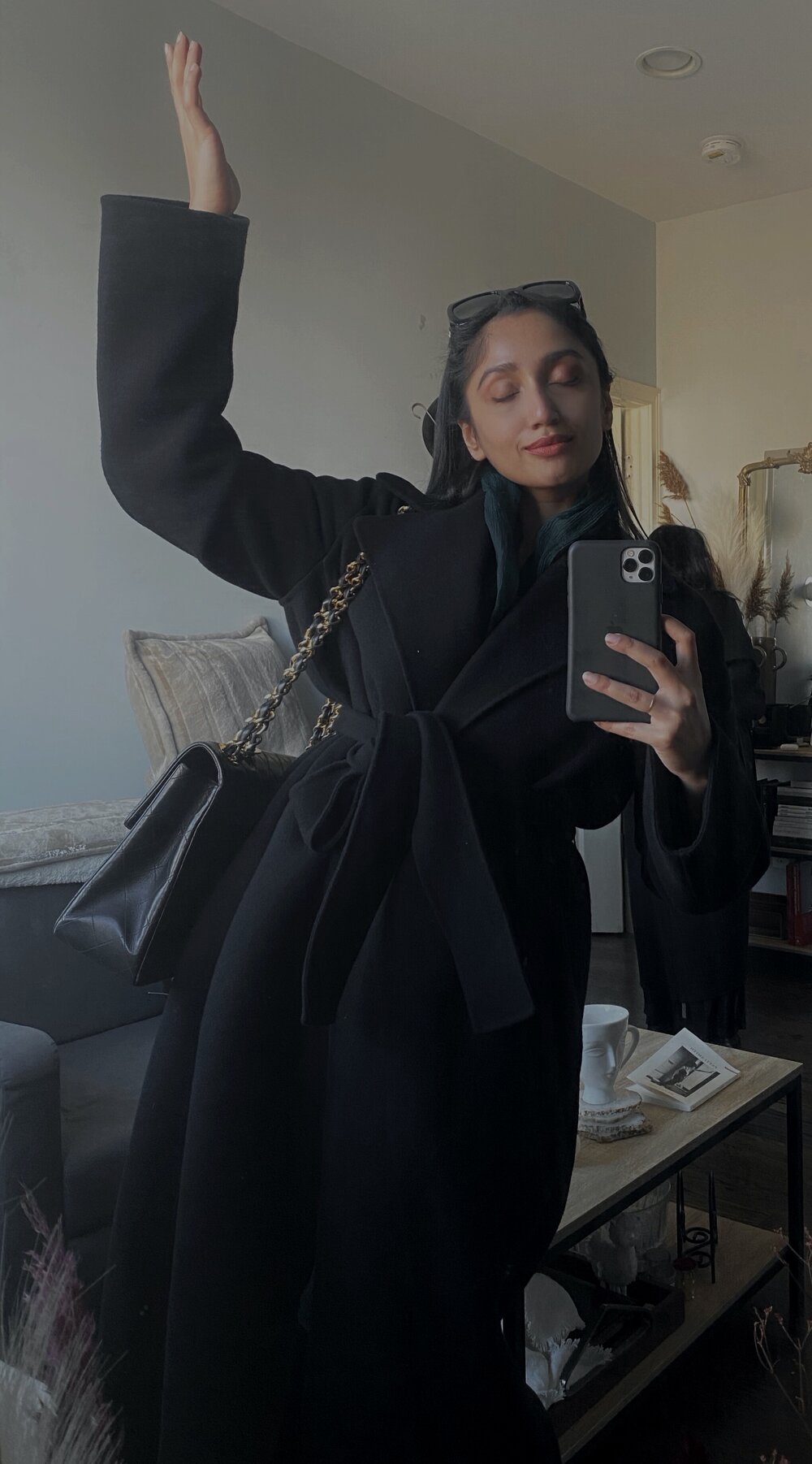 Malika Coat in Black Wool