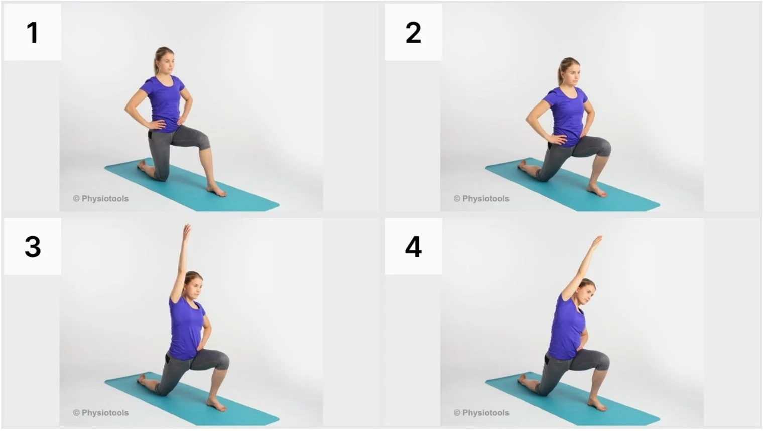 Hip flexor stretch with side bend