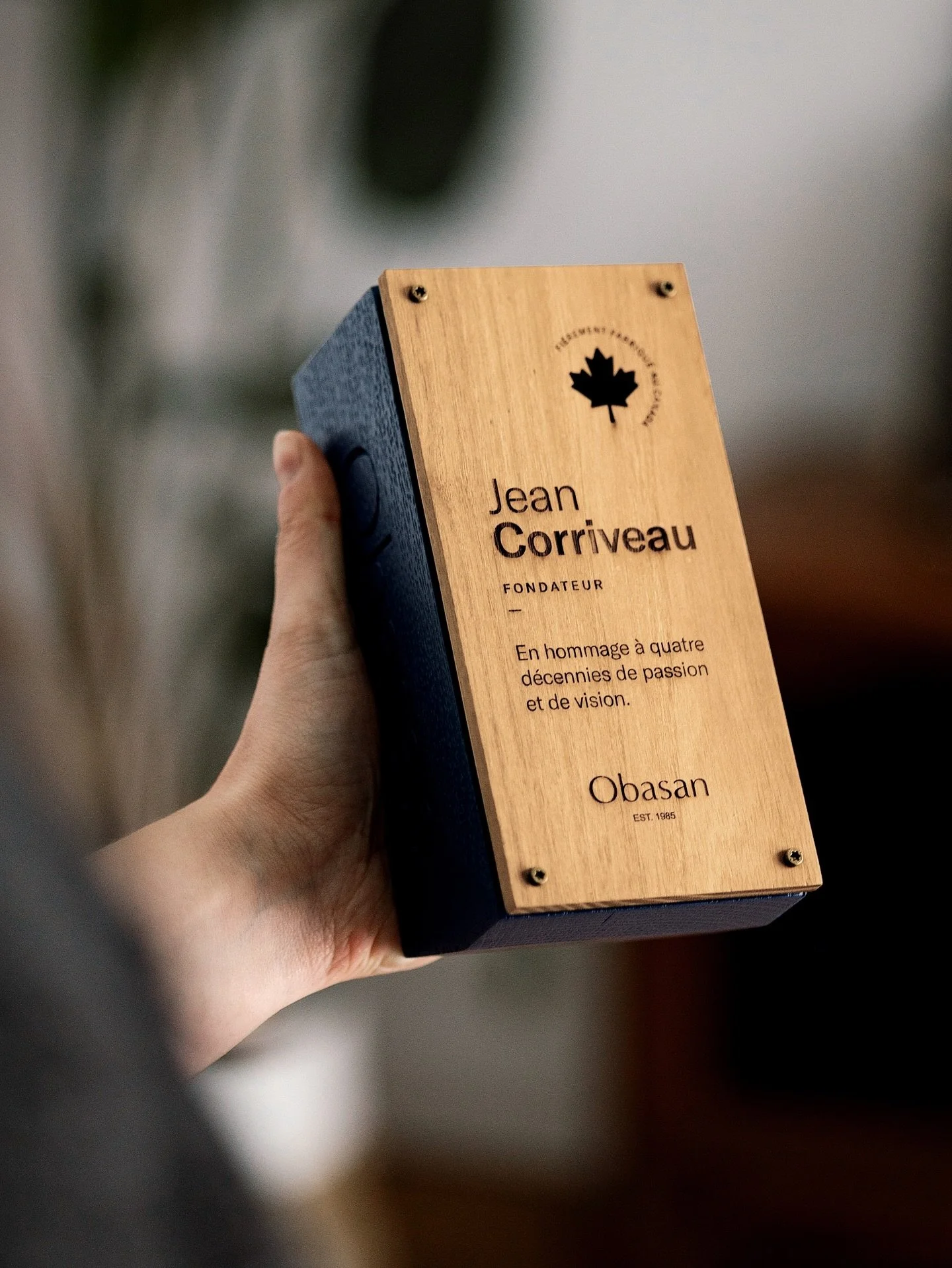 For Obasan&rsquo;s 40th anniversary, I had the opportunity to create a trophy for its founder, Jean Corriveau. Born out of a university project, the company has since grown into a thriving organization with more than 30 employees. Obasan specializes 