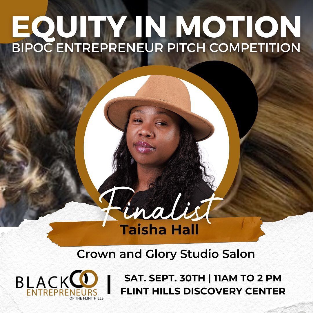 ➡️SWIPE! Post 1/2: Join us in celebrating our visionary entrepreneurs as they take the stage at our inaugural Equity in Motion Pitch Competition! 🚀

Please join us TOMORROW Saturday, Sept. 30, 11 am - 2 pm, at the Flint Hills Discovery Center. 🗓️

