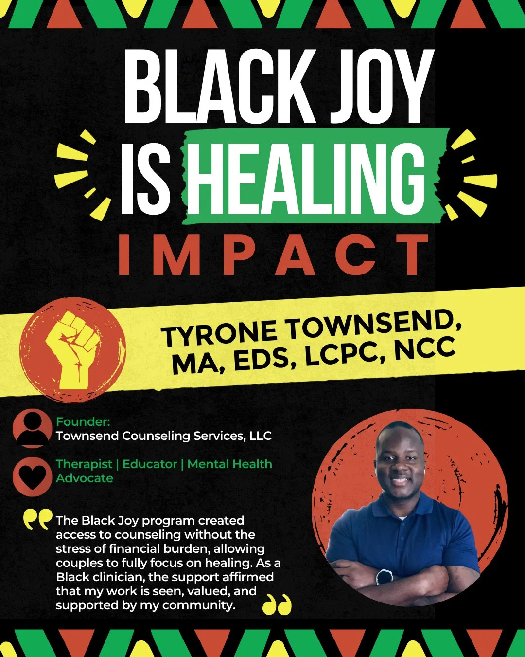 Mental Health Awareness Month is here 🤎⁠
⁠
This May, we&rsquo;re centering Black Joy, healing, and the clinicians who make this work possible in our community.⁠
⁠
We&rsquo;ll be sharing impact all month long, starting with Tyrone Townsend, founder o