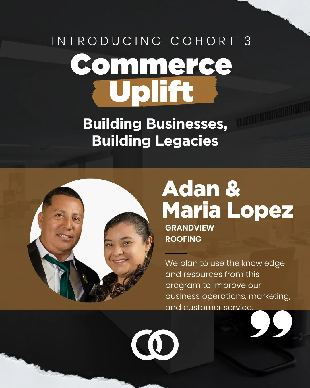 Last but not least, we&rsquo;re closing out our Cohort 3 spotlights by introducing a family-owned and operated business built on trust, care, and craftsmanship. 🏠⁠
⁠
Meet Maria and Adan Lopez, owners of Grandview Roofing!⁠
⁠
The Lopez family is pass