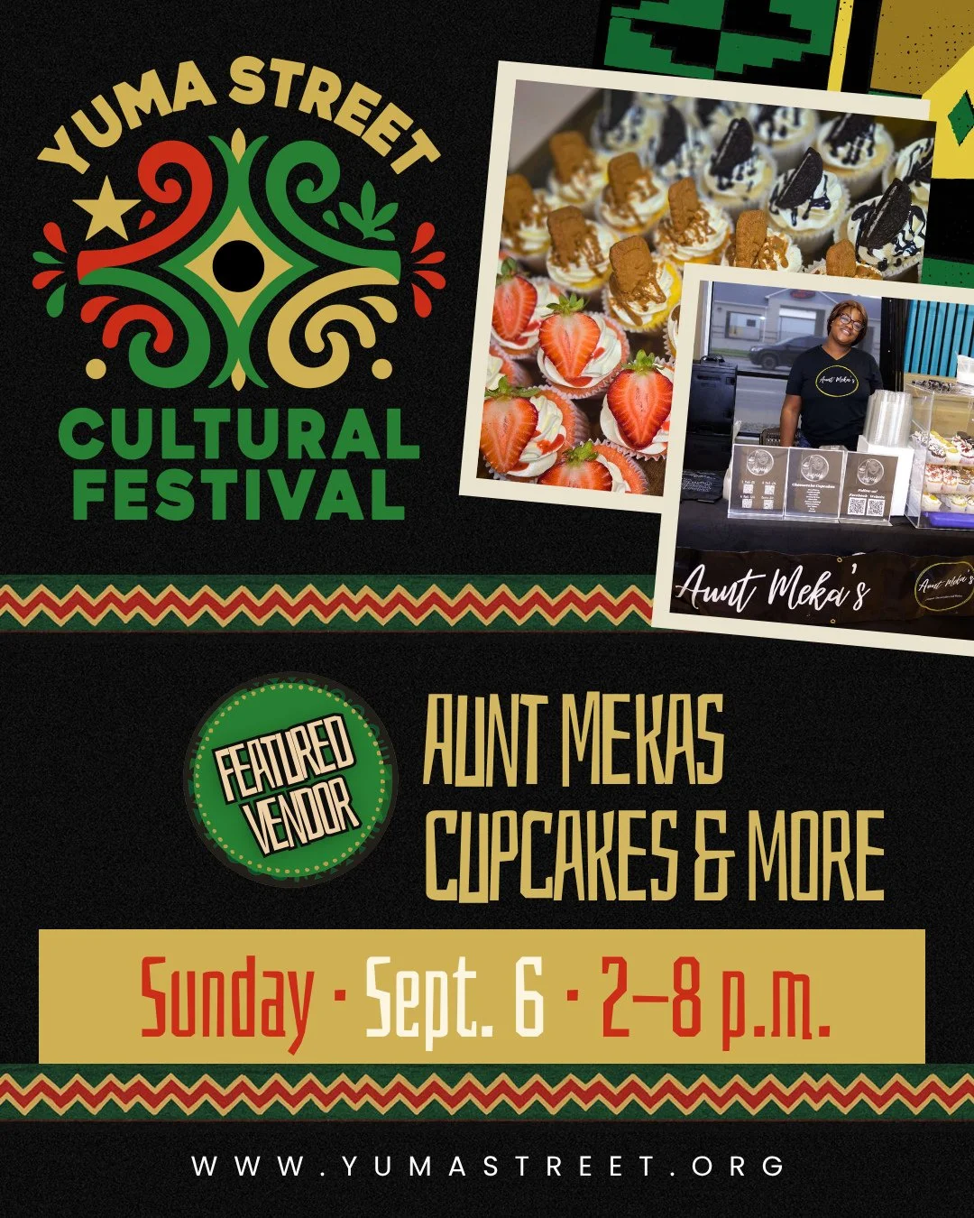 More to Discover at the Yuma Street Cultural Festival ✨⁠
⁠
Good things are taking shape for September 6, and our vendor lineup is bringing a beautiful mix of flavor, creativity, services, and wellness to the festival.⁠
⁠
Get to know a few more of the