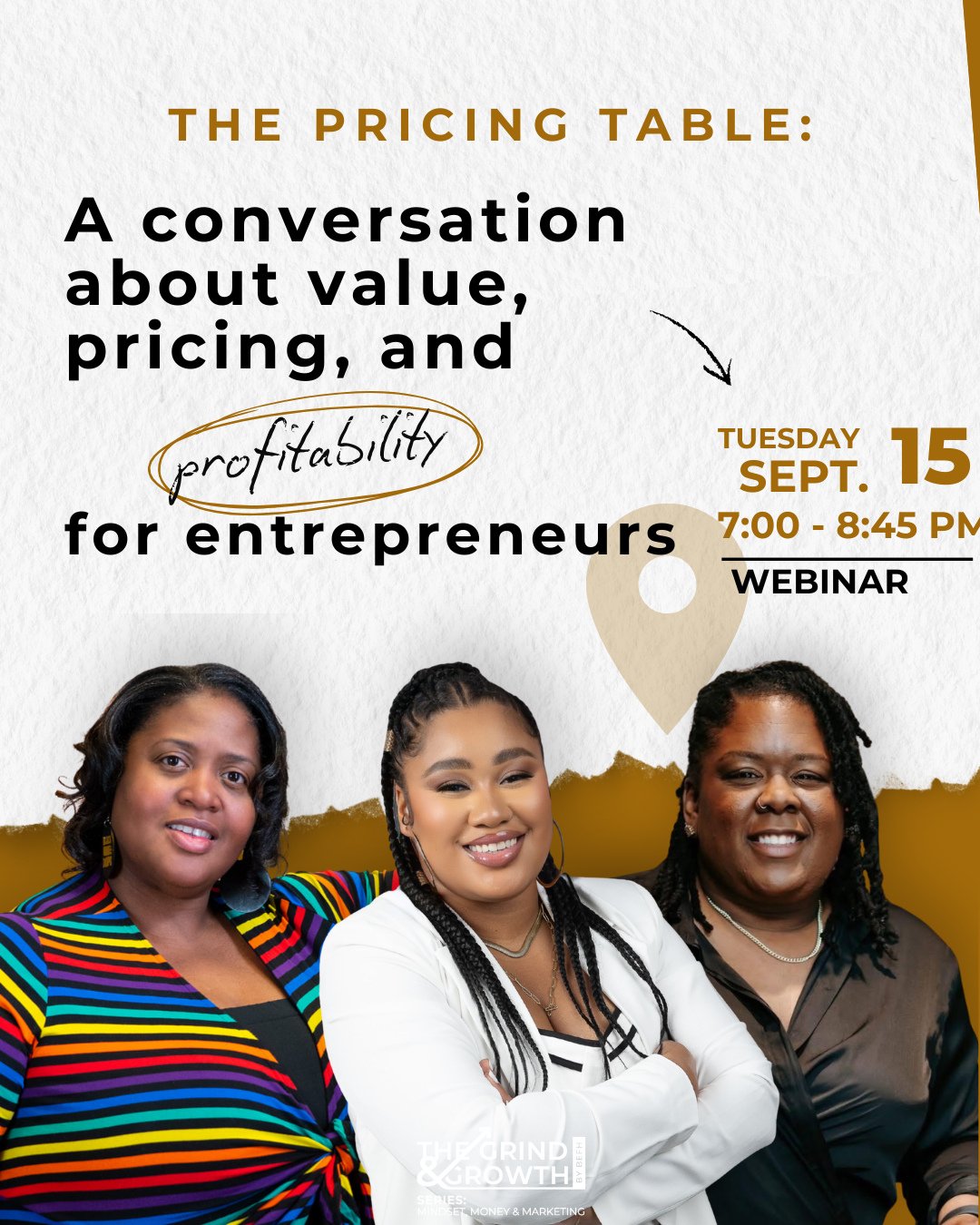 Tomorrow, we talk PRICING. 💰⁠
⁠
Are you charging what your work is actually worth?⁠
⁠
Let&rsquo;s talk about underpricing, confidence, value, and practical strategies to help you make your next pricing move with intention.⁠
⁠
Grind &amp; Growth: The