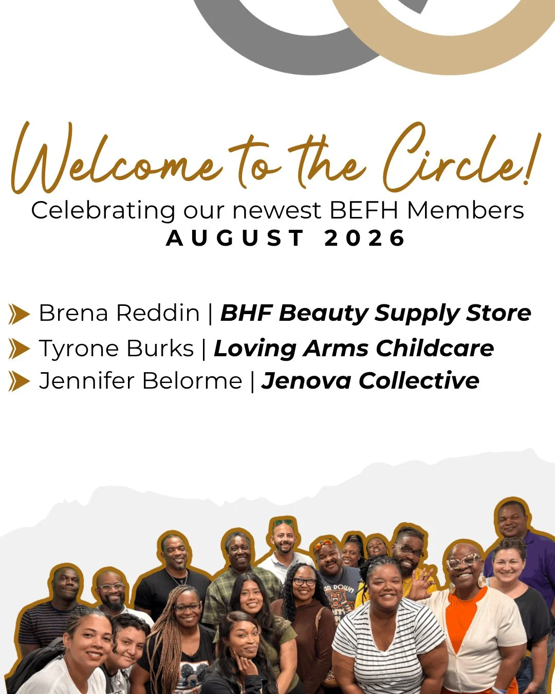 🎉 Welcome to the BEFH family!⁠
⁠
Help us welcome the newest members of Black Entrepreneurs of the Flint Hills who joined us in August! 🖤⁠
⁠
We&rsquo;re grateful to have you in this community and excited to support, connect, and grow alongside you.⁠