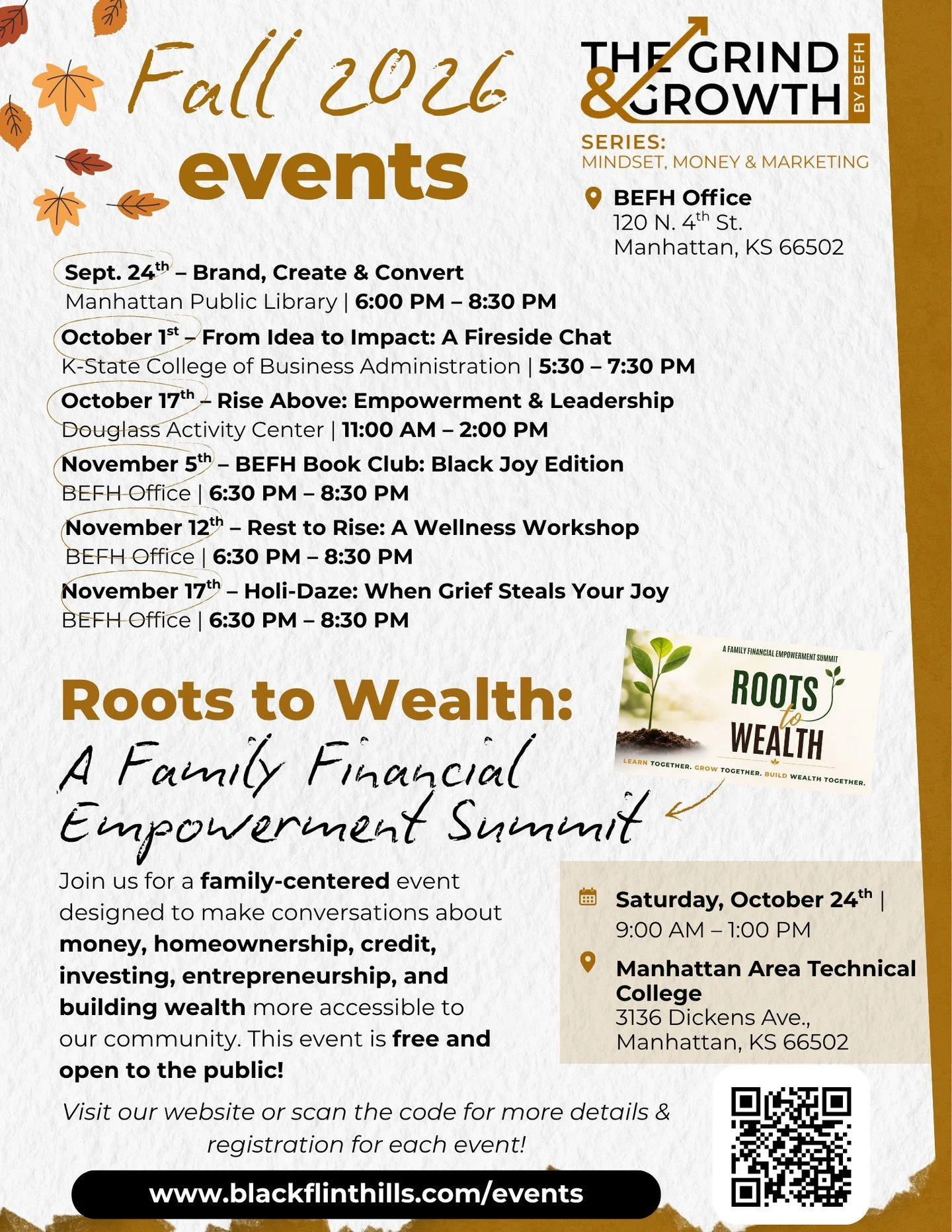 🍂 Fall is bringing plenty to BEFH!⁠
⁠
From workshops and community gatherings to entrepreneurship and connection, we&rsquo;ve got a lot happening over the next few months.⁠
⁠
Take a look at what&rsquo;s coming up and find something that&rsquo;s for 