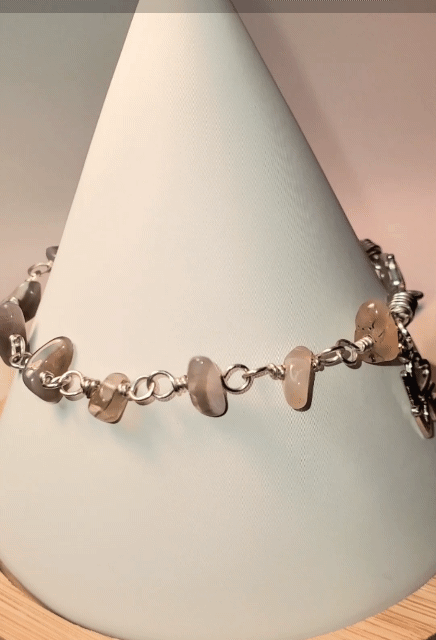 Natural Botswana Agate Bead Link Bracelet