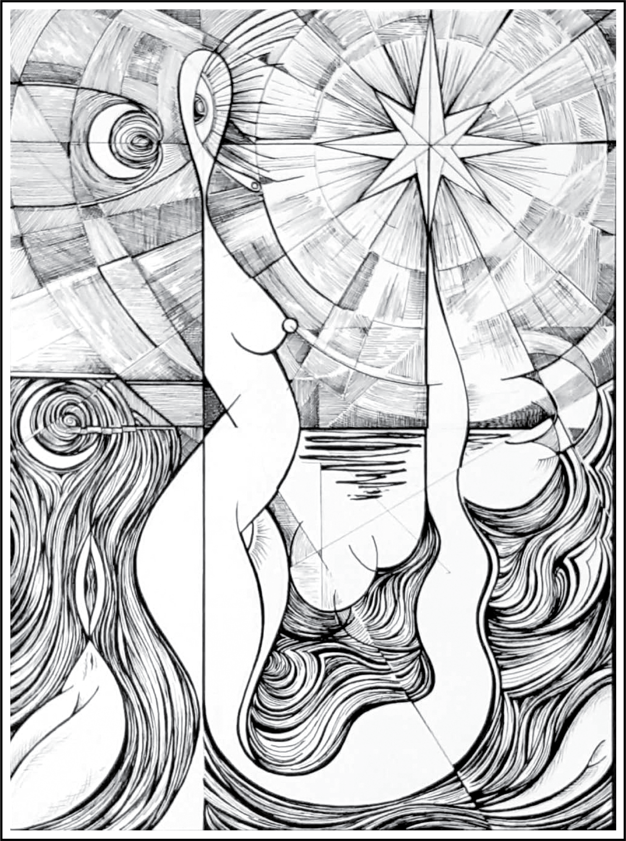 Star Aligned ~ pen and ink, 17"x14", $700CND