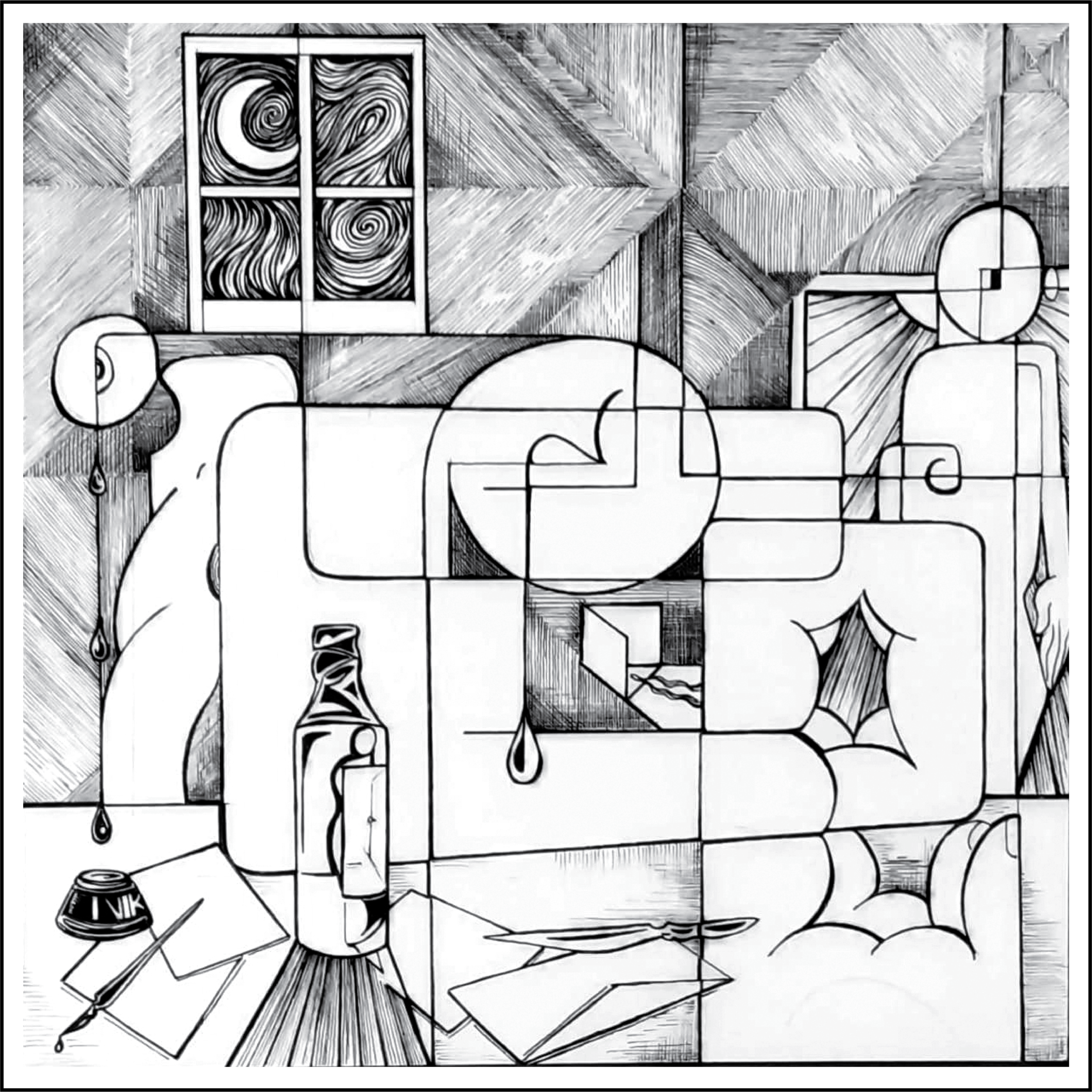 Eviction ~ pen and ink, 14"x14" $700CND